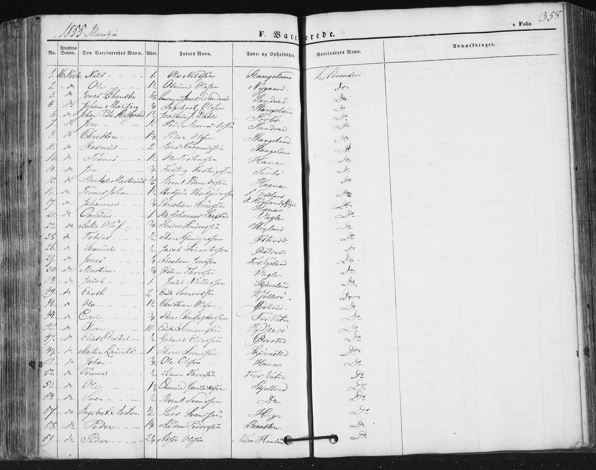 Høyland sokneprestkontor, SAST/A-101799/001/30BA/L0008: Parish register (official) no. A 8, 1841-1856, p. 358