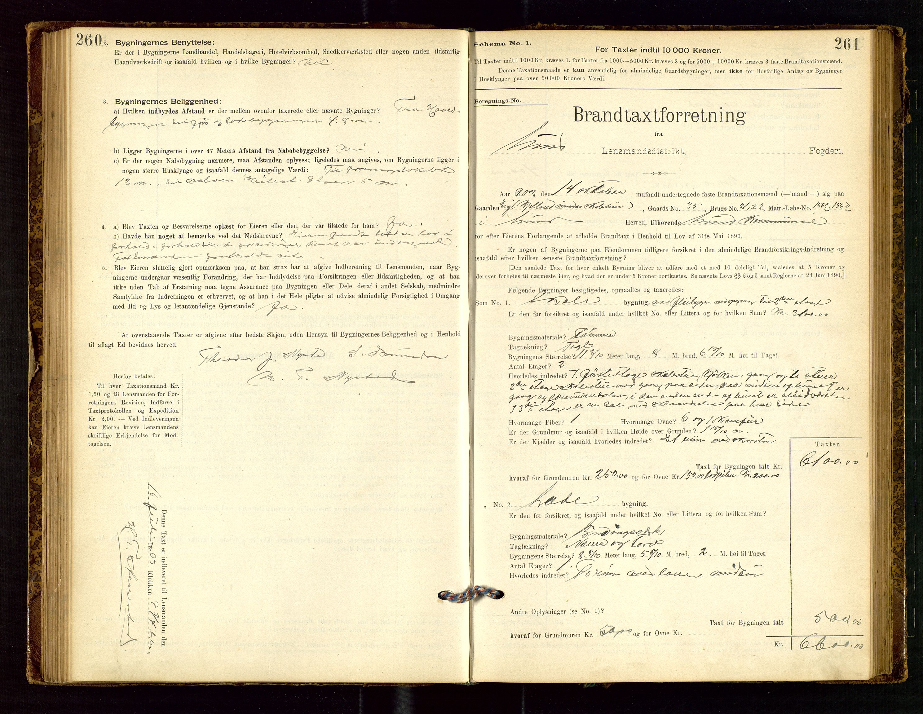 Lund lensmannskontor, AV/SAST-A-100303/Gob/L0001: "Brandtakstprotokol", 1894-1907, p. 260-261