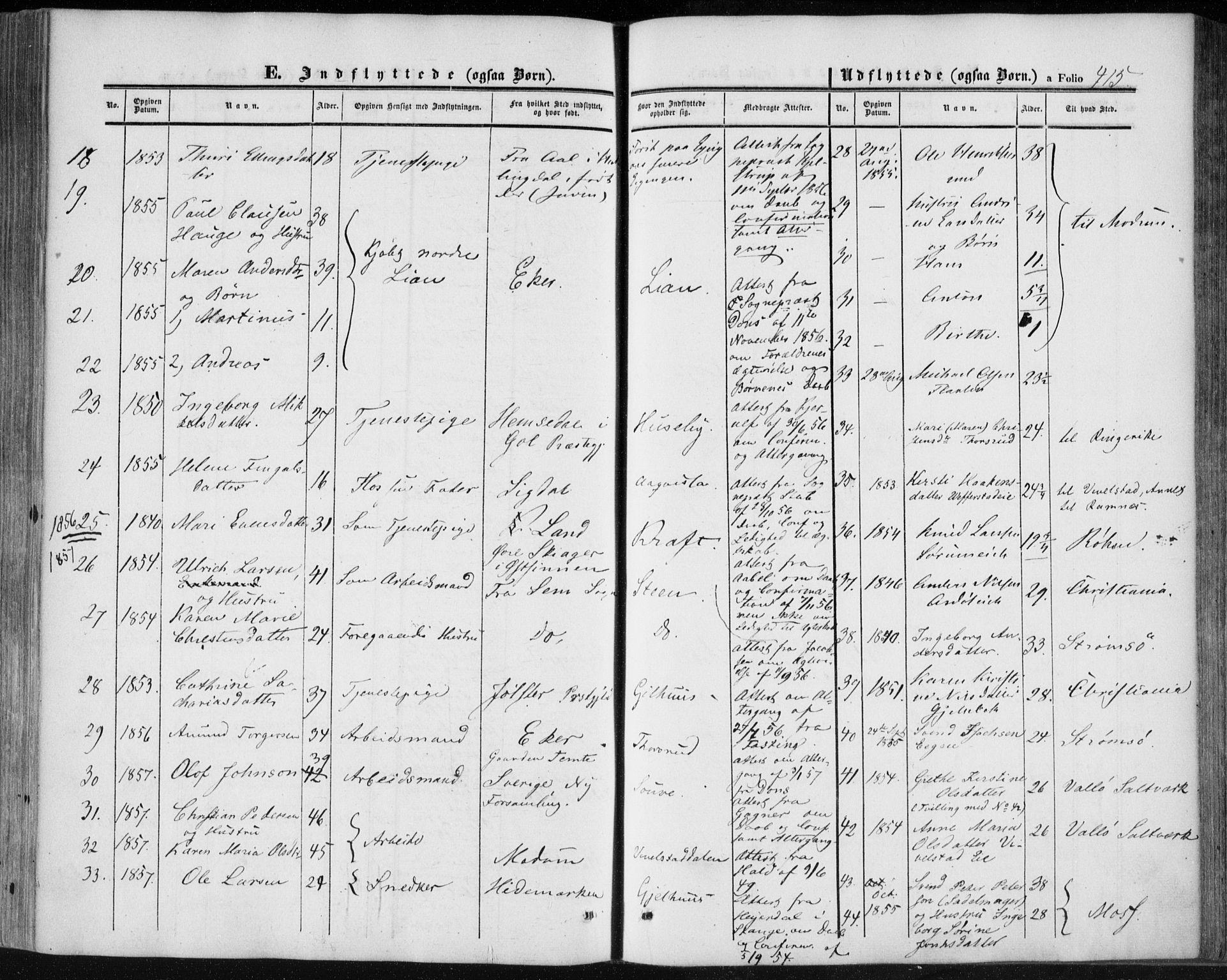 Lier kirkebøker, SAKO/A-230/F/Fa/L0012: Parish register (official) no. I 12, 1854-1864, p. 415