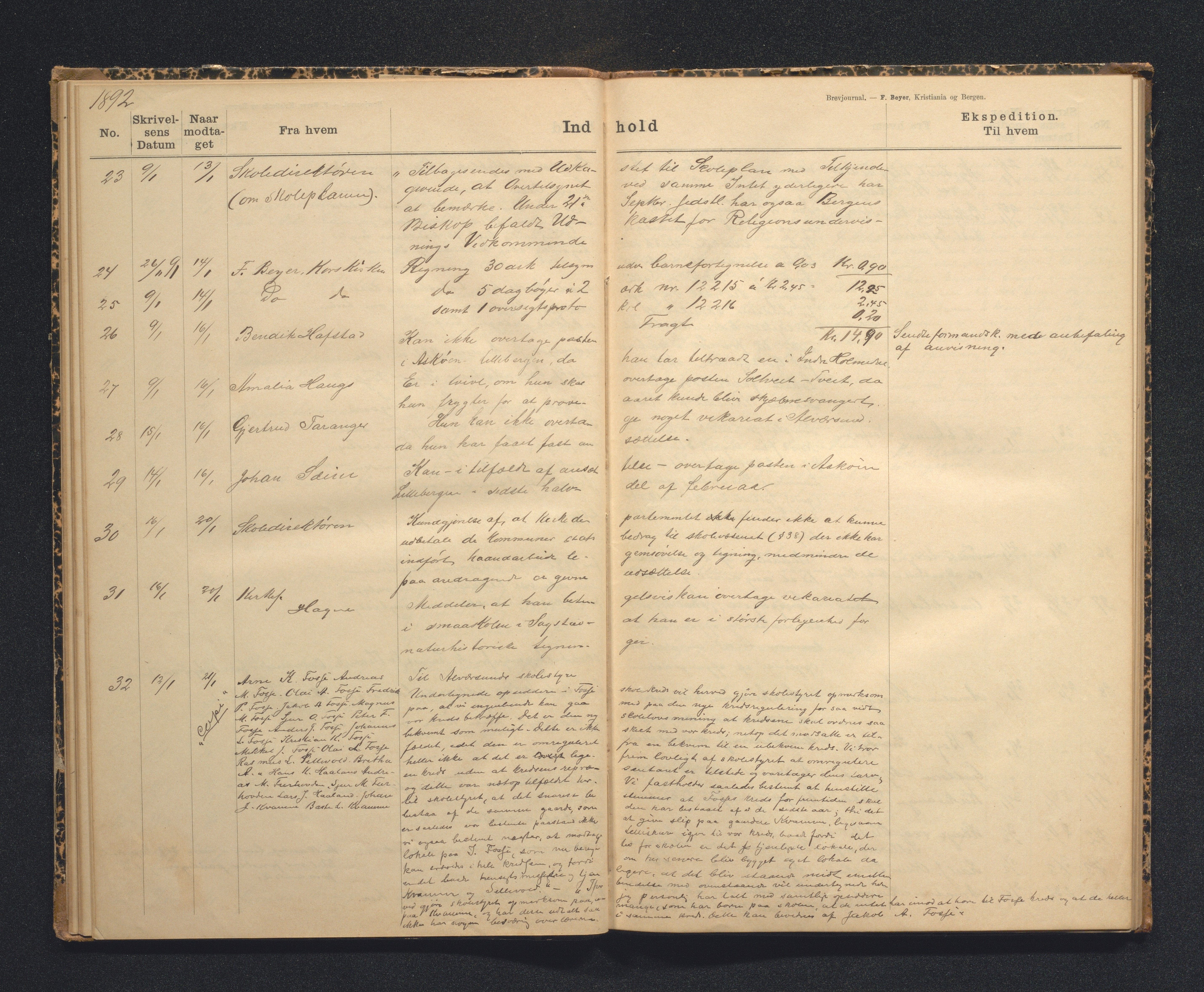 Alversund kommune. Skulestyret, IKAH/1257-211/C/Ca/L0001: Brevjournal for Alversund skulestyre, 1889-1899