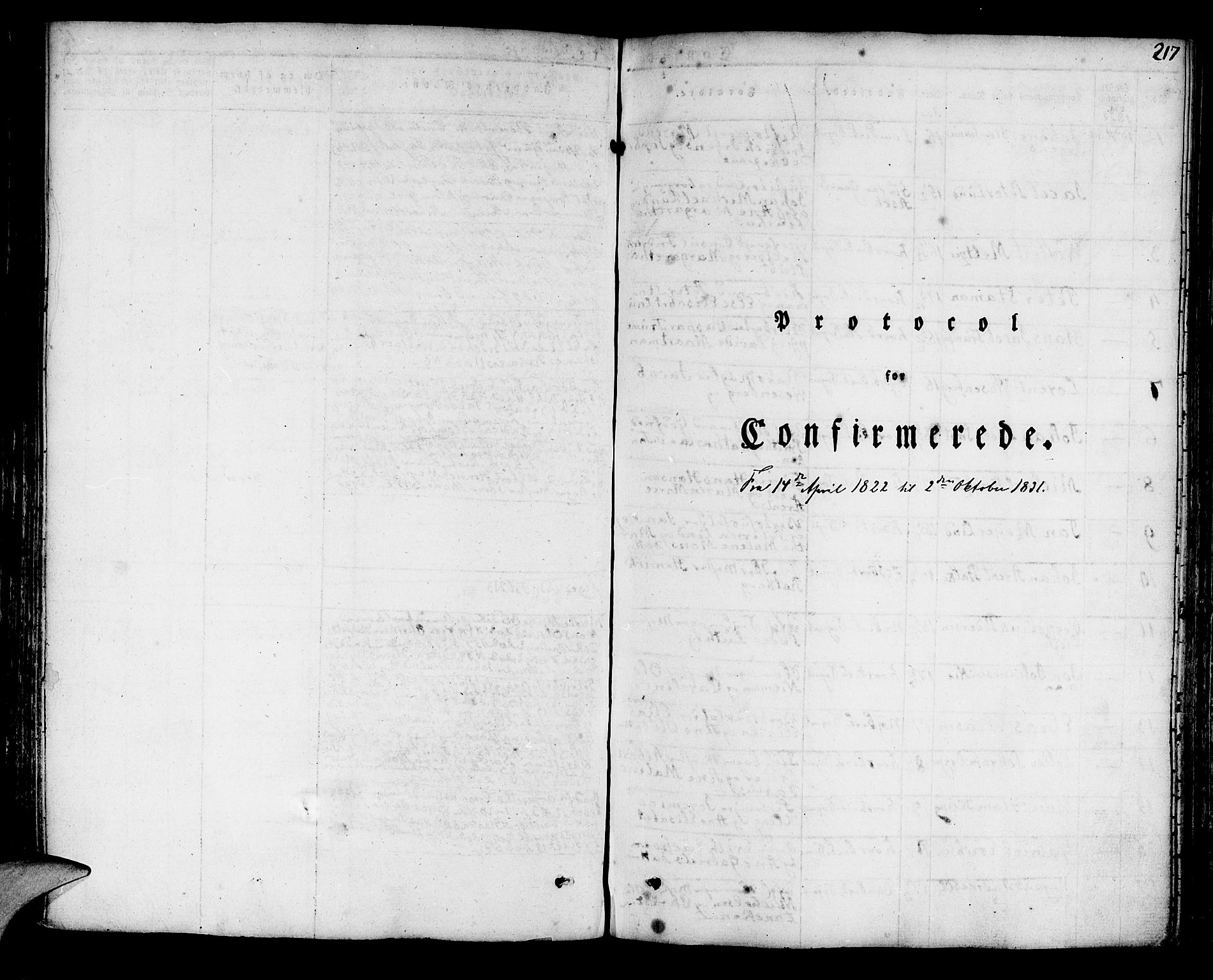 Korskirken sokneprestembete, AV/SAB-A-76101/H/Hab: Parish register (copy) no. A 3, 1821-1831, p. 217