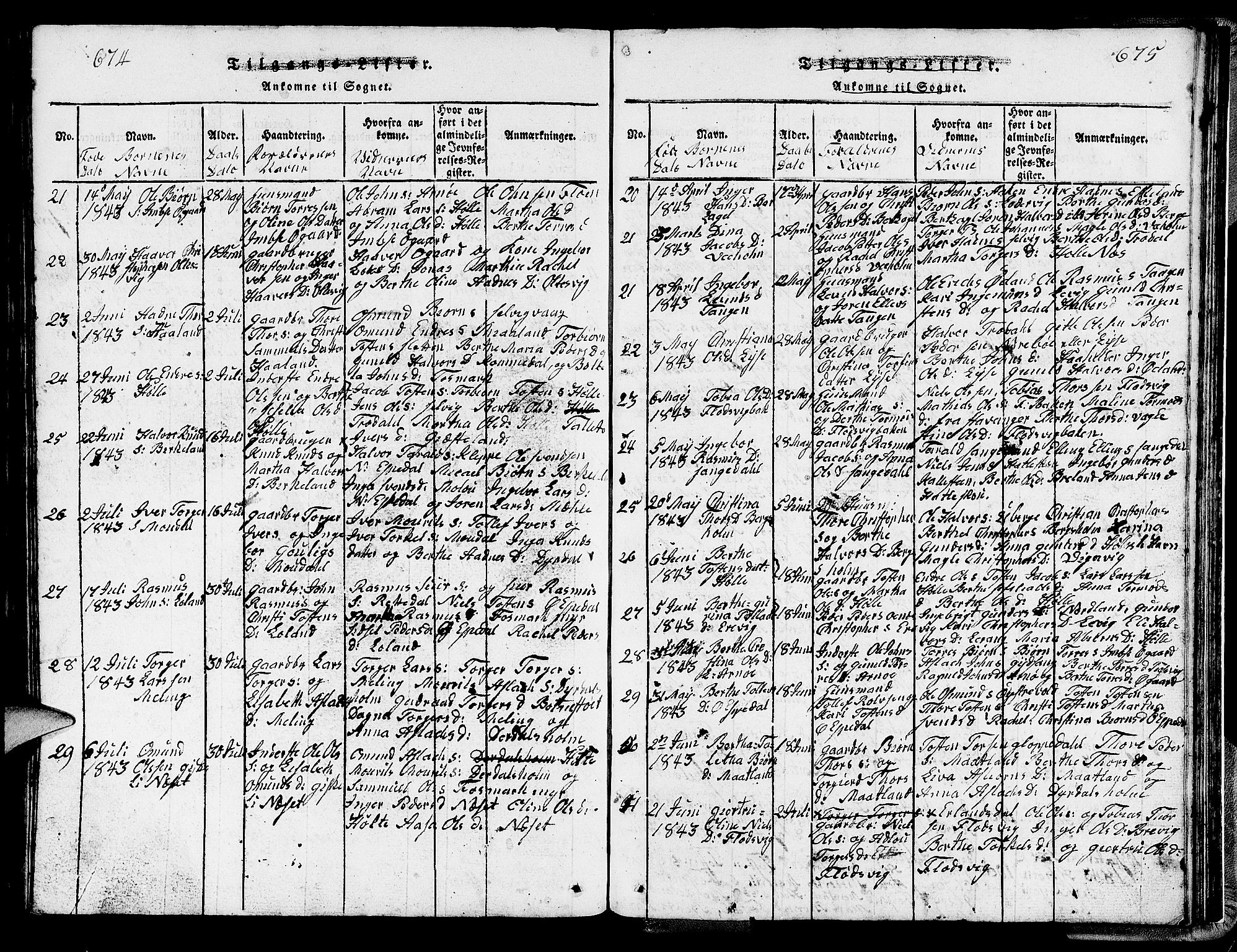 Strand sokneprestkontor, SAST/A-101828/H/Ha/Hab/L0002: Parish register (copy) no. B 2, 1816-1854, p. 674-675