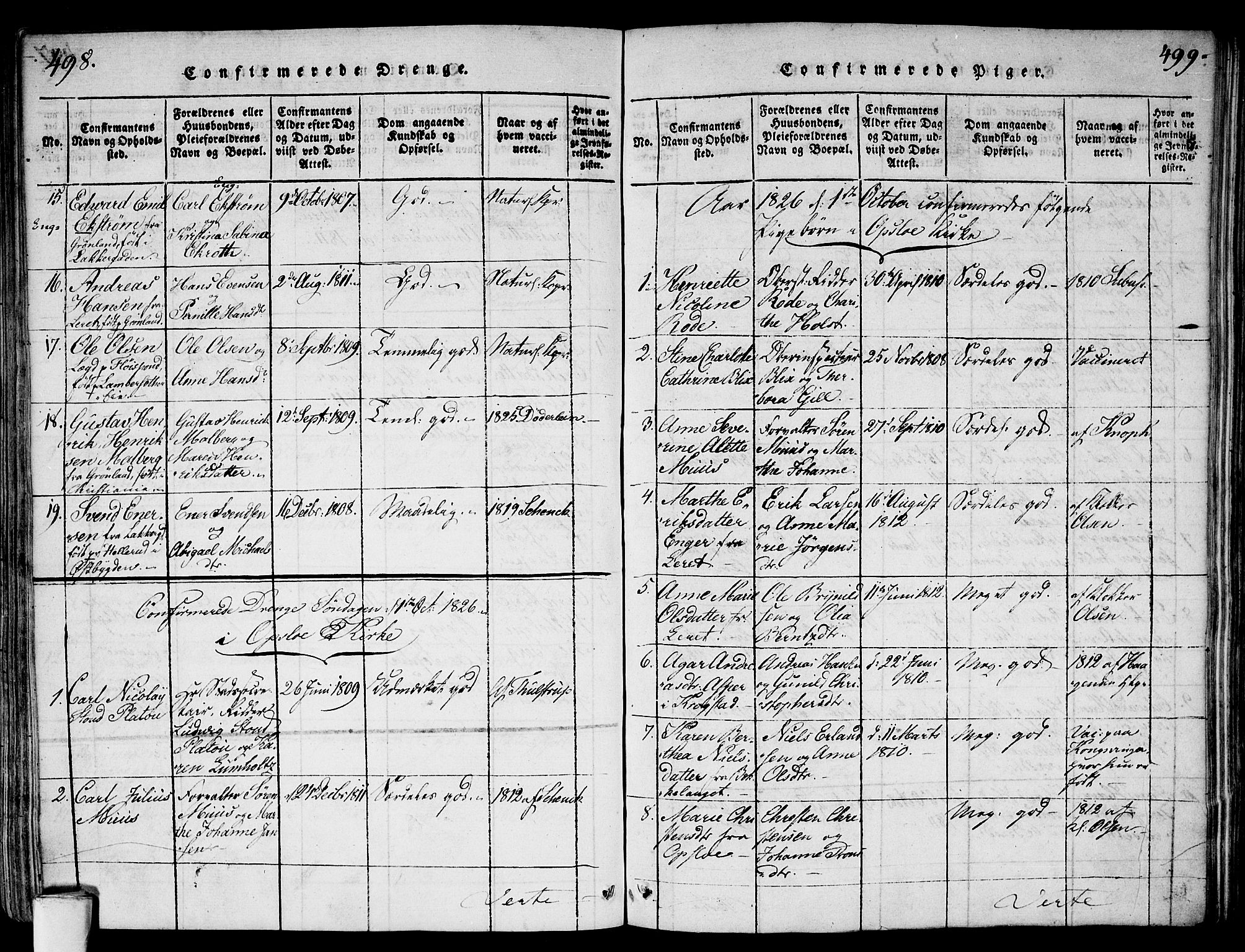 Gamlebyen prestekontor Kirkebøker, AV/SAO-A-10884/F/Fa/L0002: Parish register (official) no. 2, 1817-1829, p. 498-499