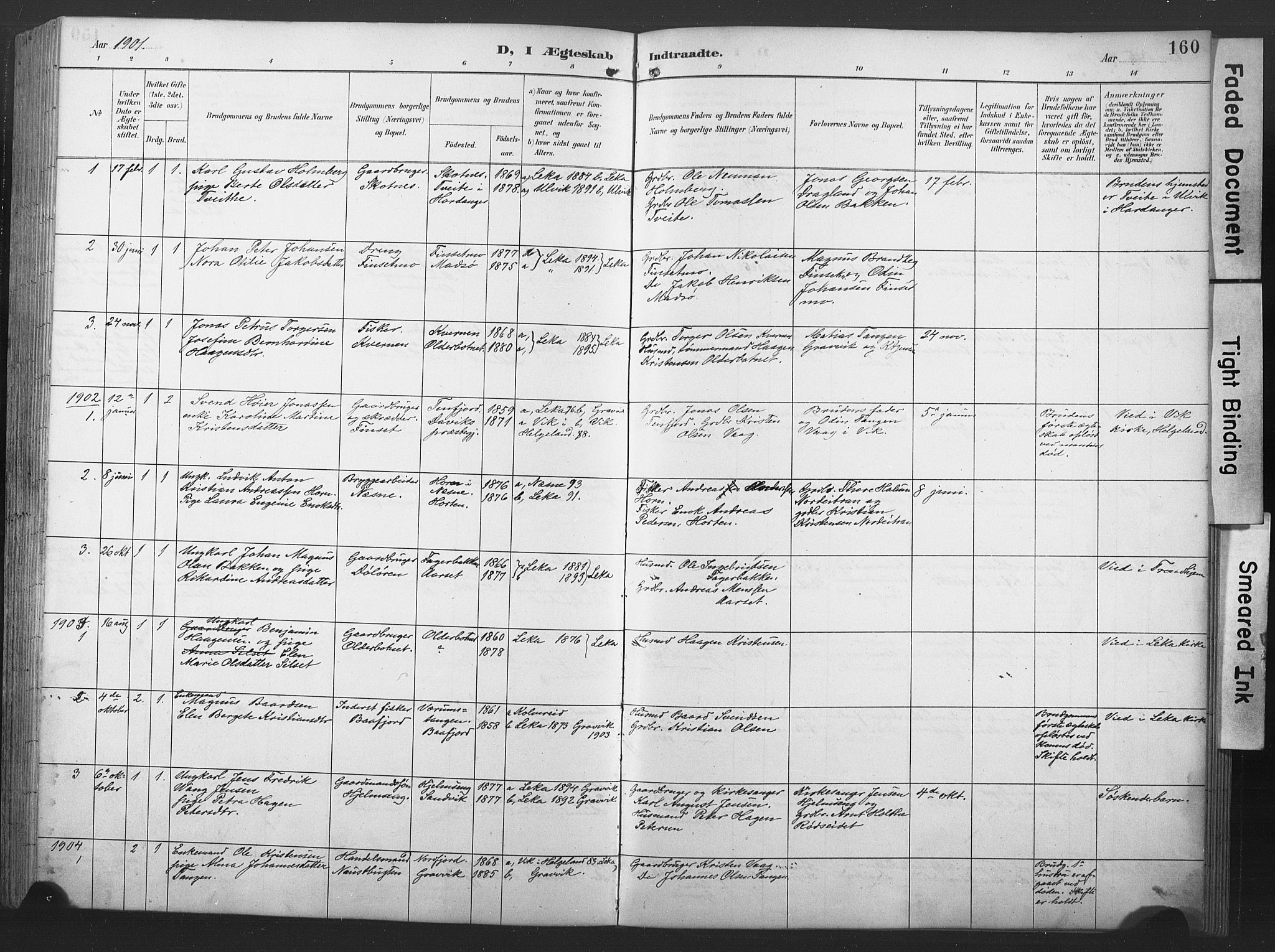 Ministerialprotokoller, klokkerbøker og fødselsregistre - Nord-Trøndelag, SAT/A-1458/789/L0706: Parish register (copy) no. 789C01, 1888-1931, p. 160