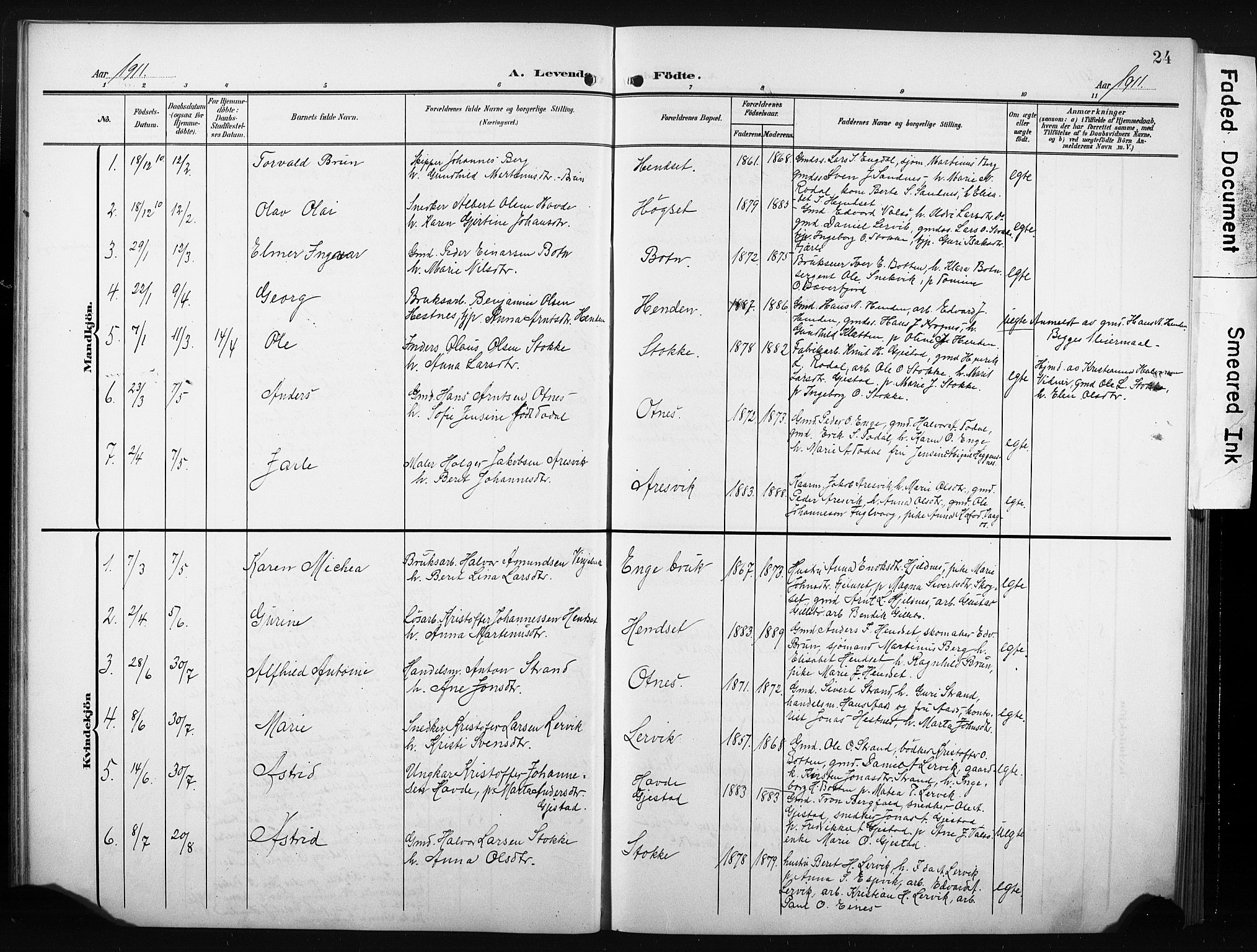 Ministerialprotokoller, klokkerbøker og fødselsregistre - Møre og Romsdal, AV/SAT-A-1454/580/L0927: Parish register (copy) no. 580C02, 1904-1932, p. 24