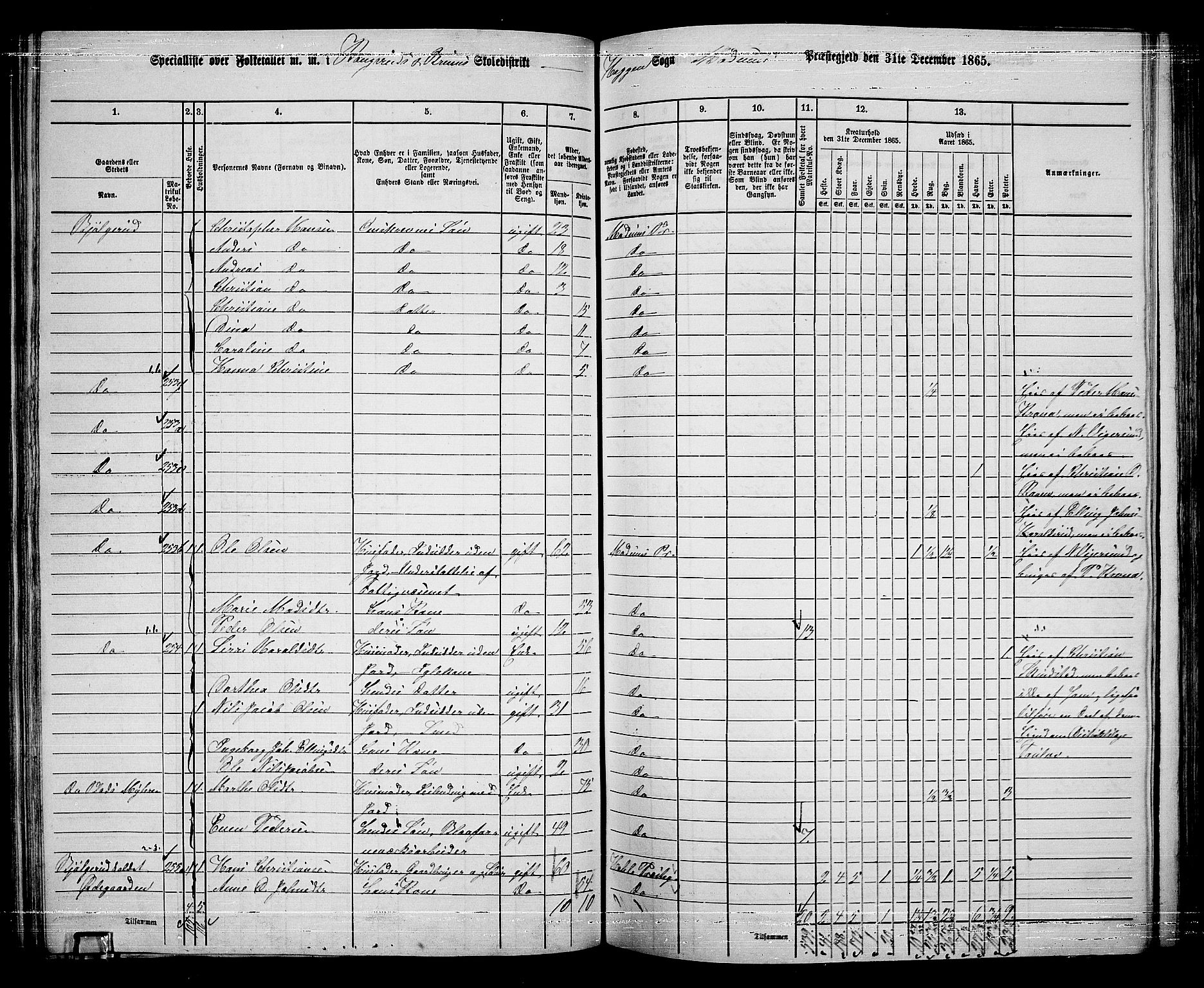 RA, 1865 census for Modum, 1865, p. 153