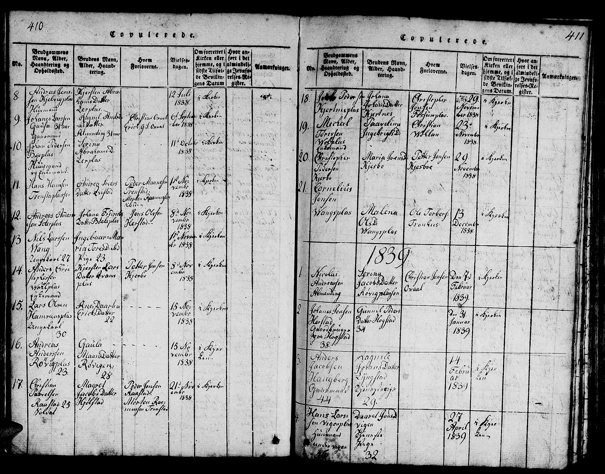 Ministerialprotokoller, klokkerbøker og fødselsregistre - Nord-Trøndelag, AV/SAT-A-1458/730/L0298: Parish register (copy) no. 730C01, 1816-1849, p. 410-411