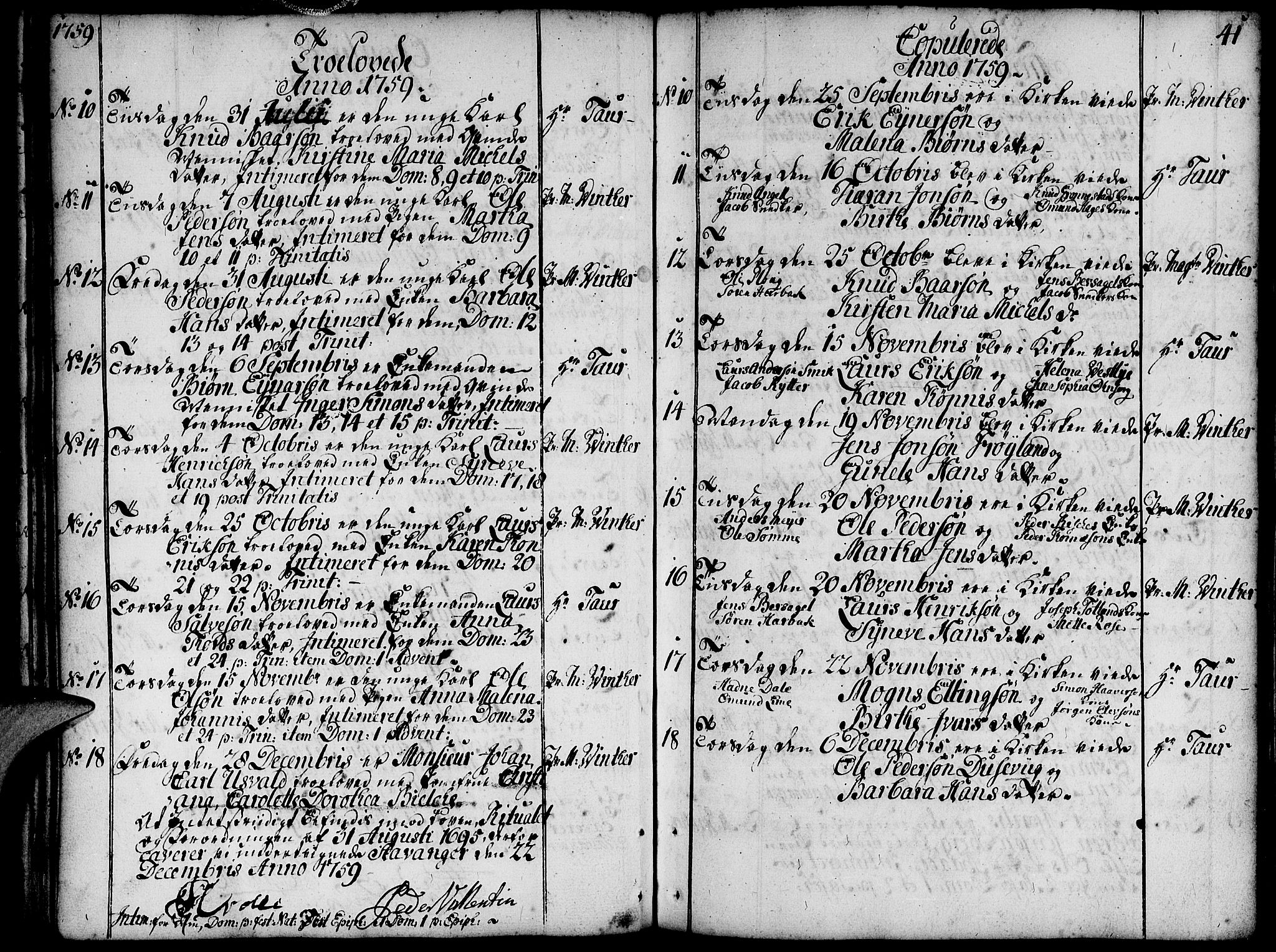 Domkirken sokneprestkontor, SAST/A-101812/001/30/30BA/L0004: Parish register (official) no. A 4, 1744-1782, p. 41