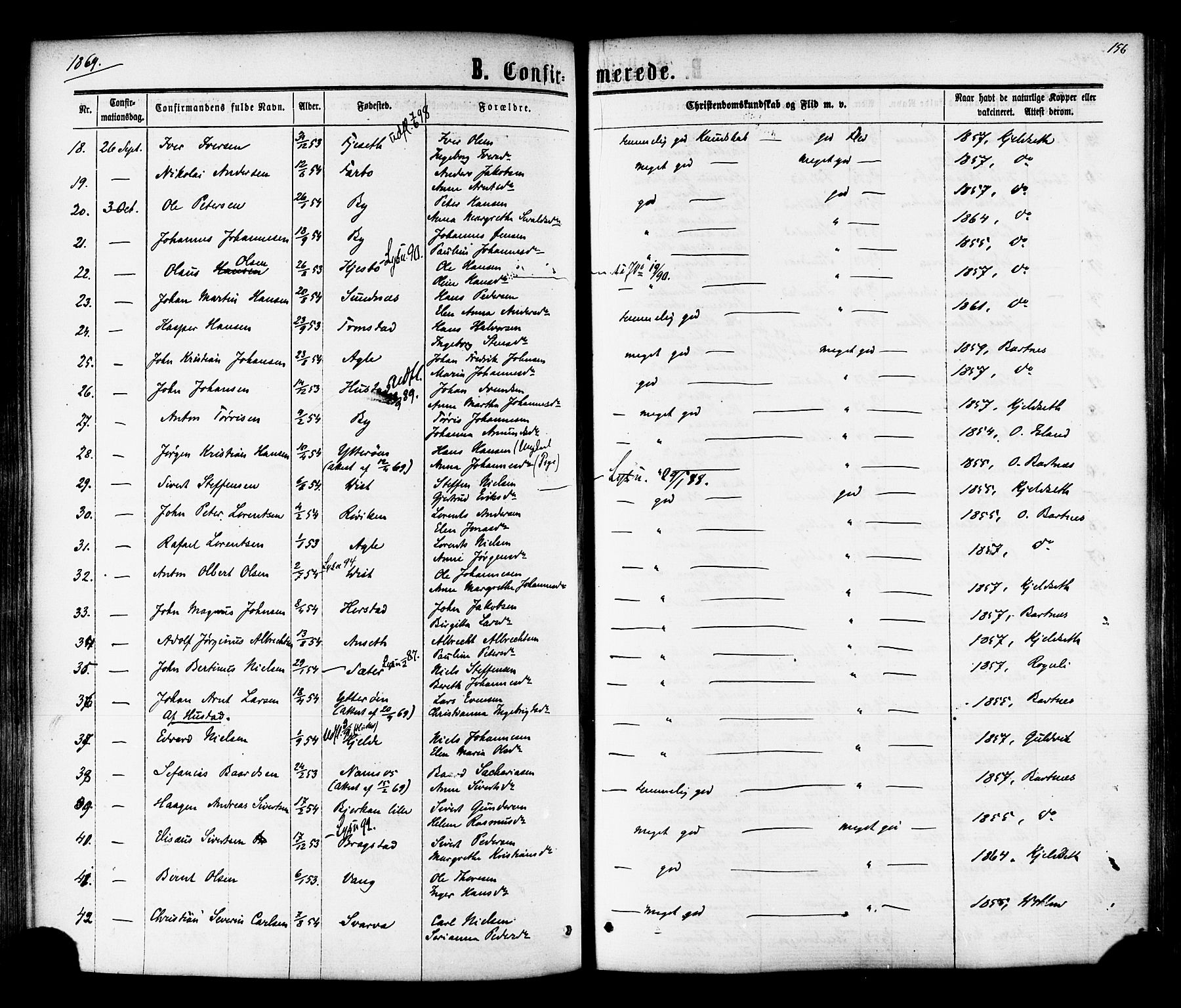 Ministerialprotokoller, klokkerbøker og fødselsregistre - Nord-Trøndelag, SAT/A-1458/730/L0284: Parish register (official) no. 730A09, 1866-1878, p. 156