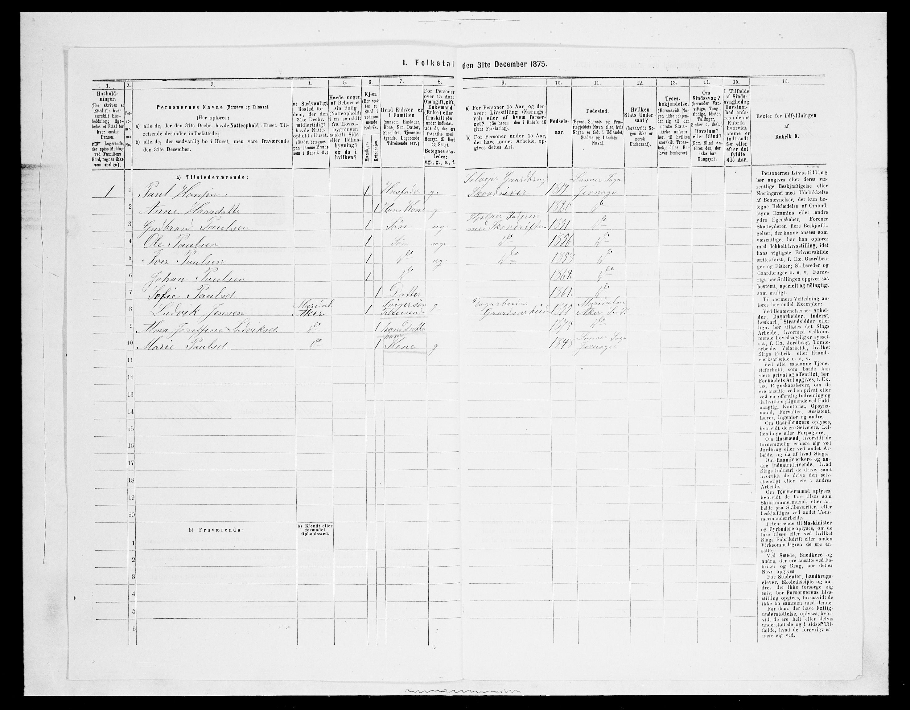 SAH, 1875 census for 0532P Jevnaker, 1875, p. 432