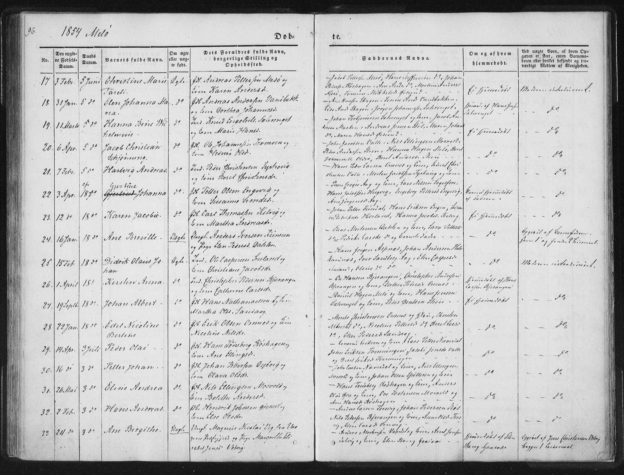 Ministerialprotokoller, klokkerbøker og fødselsregistre - Nordland, AV/SAT-A-1459/841/L0602: Parish register (official) no. 841A08 /2, 1845-1859, p. 96