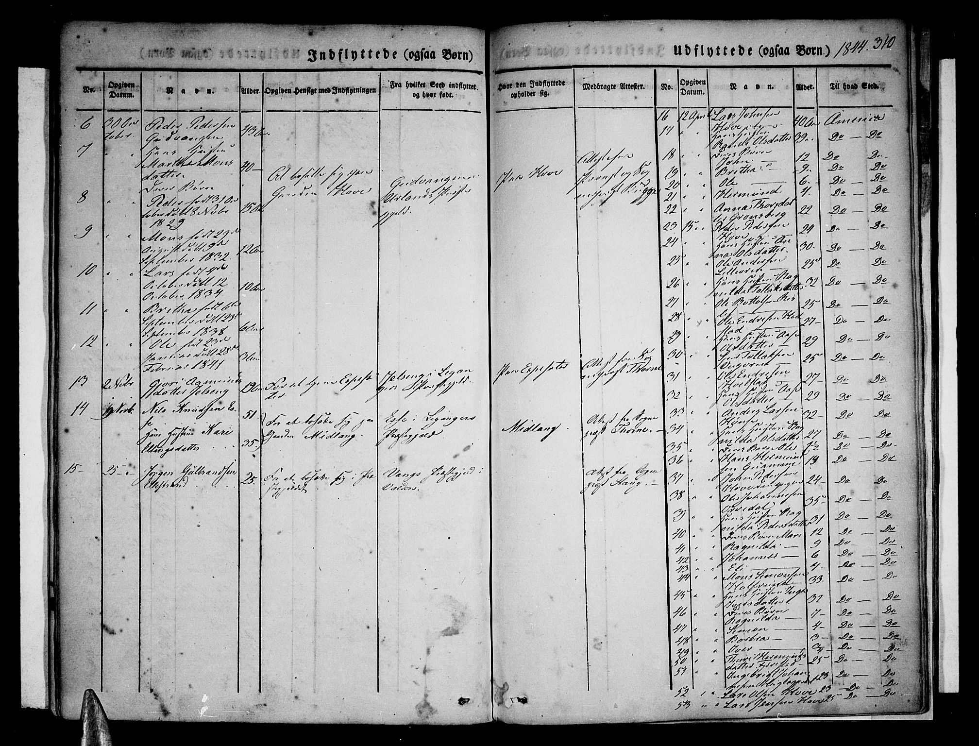 Vik sokneprestembete, AV/SAB-A-81501/H/Haa/Haaa/L0007: Parish register (official) no. A 7, 1831-1845, p. 310