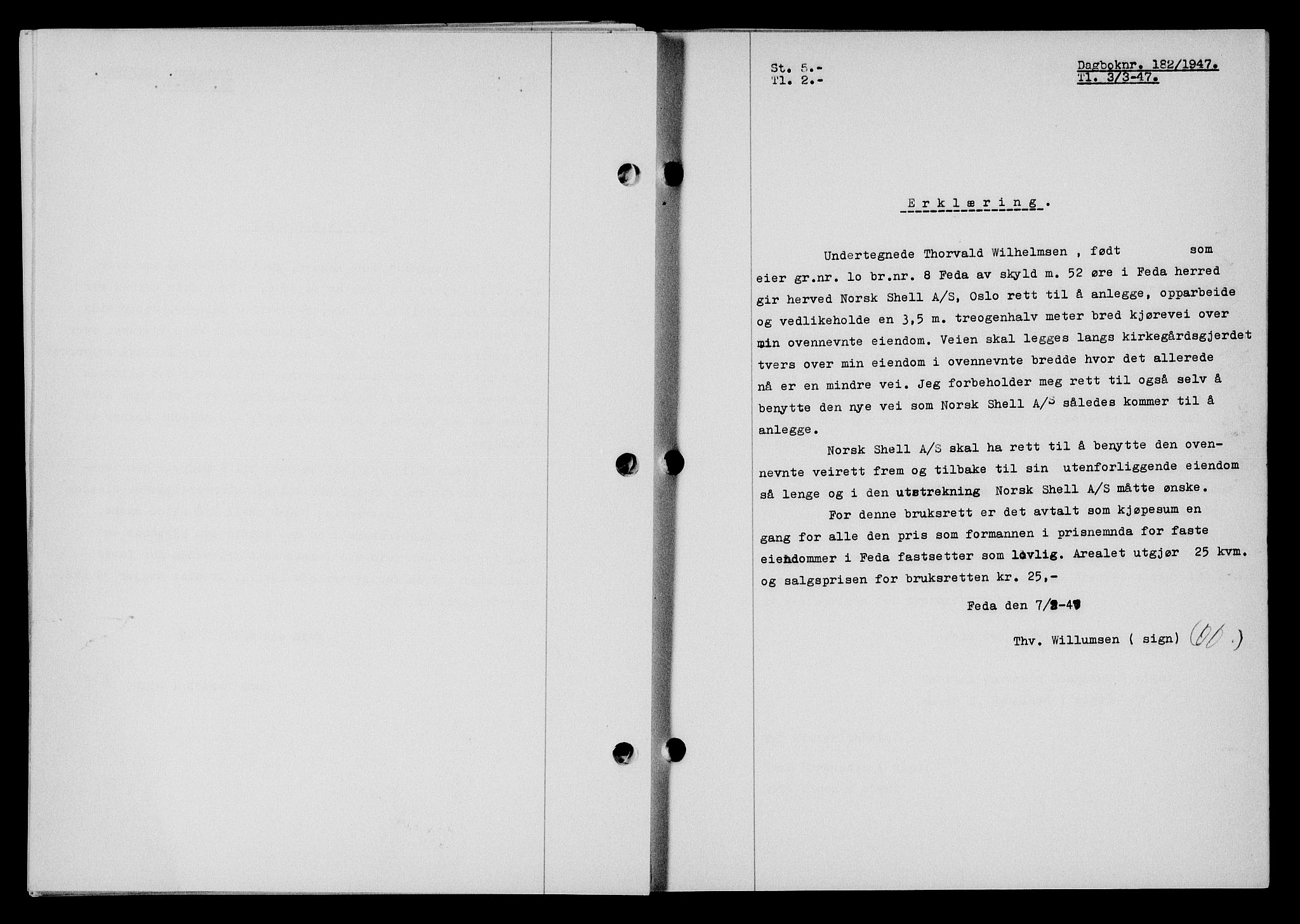 Flekkefjord sorenskriveri, SAK/1221-0001/G/Gb/Gba/L0061: Mortgage book no. A-9, 1946-1947, Diary no: : 182/1947
