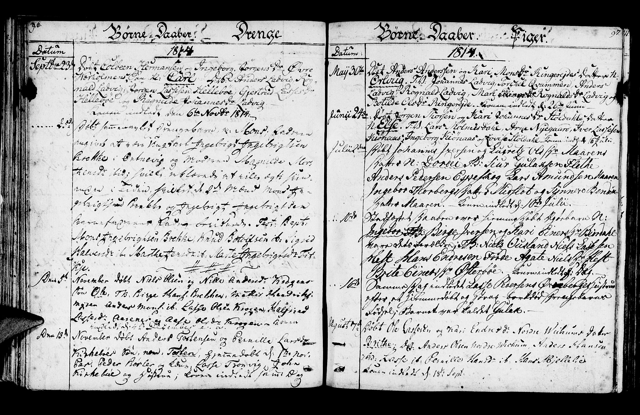 Lavik sokneprestembete, SAB/A-80901: Parish register (official) no. A 1, 1809-1822, p. 96-97