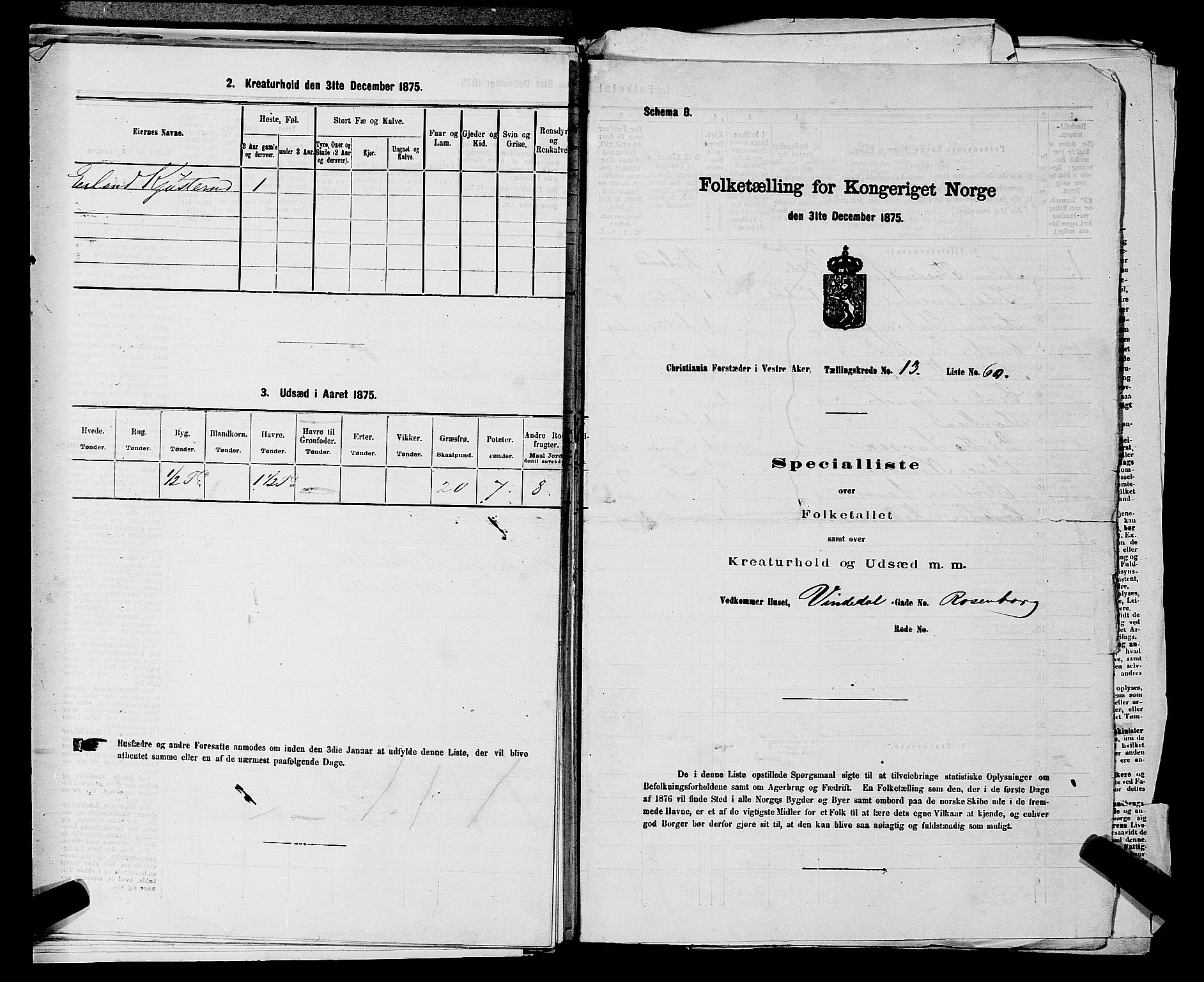 RA, 1875 census for 0218aP Vestre Aker, 1875, p. 2230