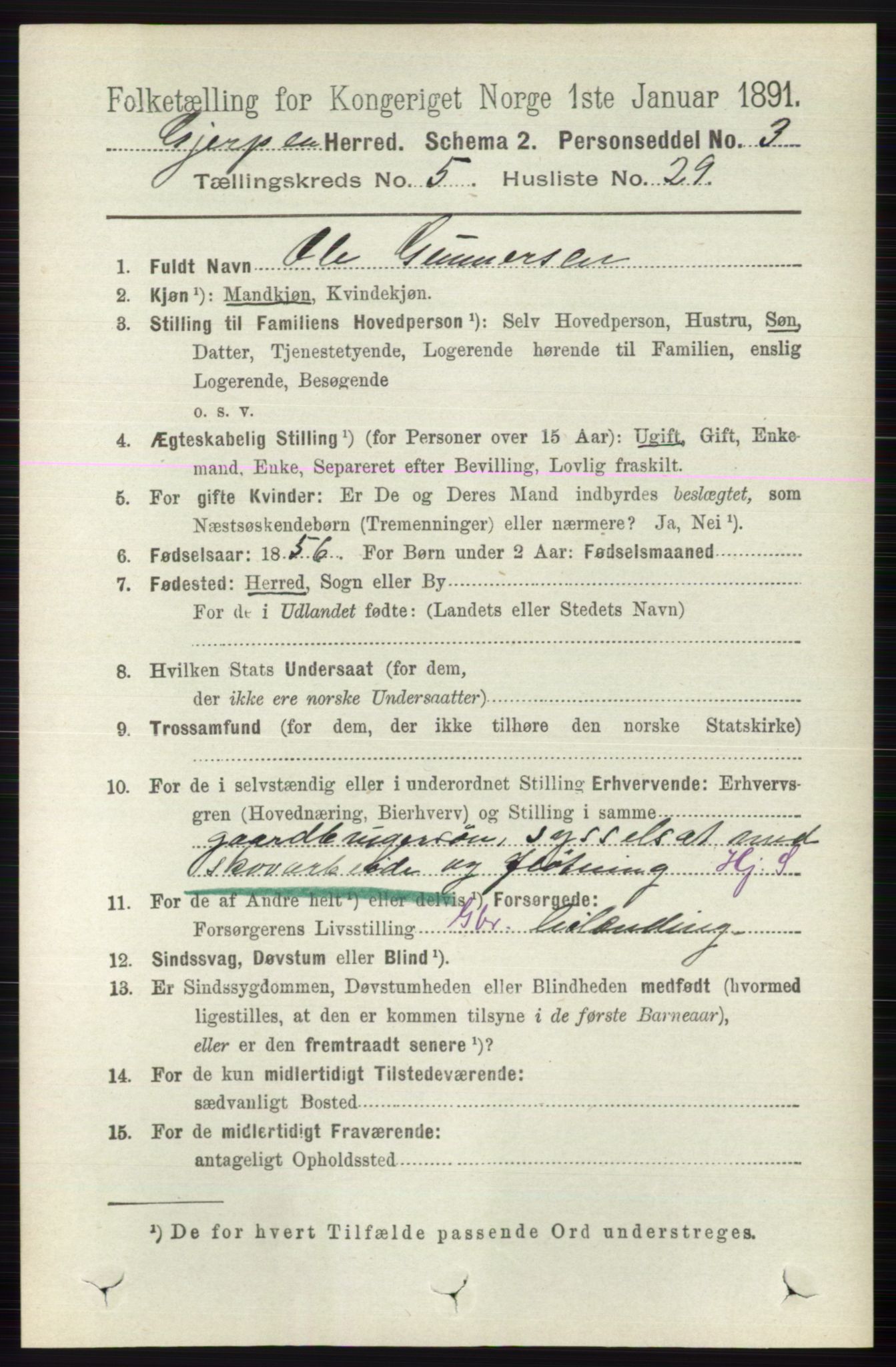 RA, 1891 census for 0812 Gjerpen, 1891, p. 2681