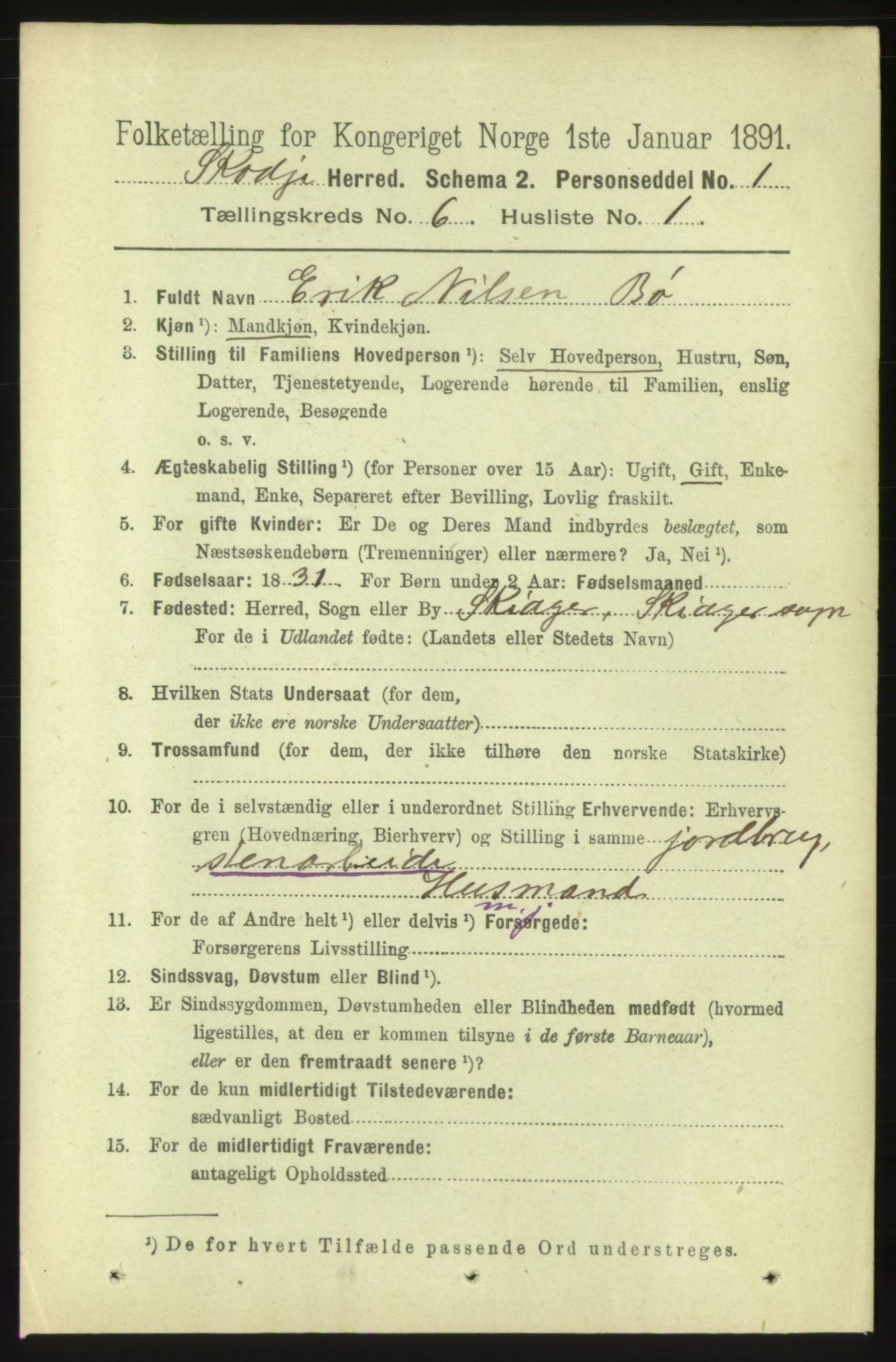 RA, 1891 census for 1529 Skodje, 1891, p. 1249