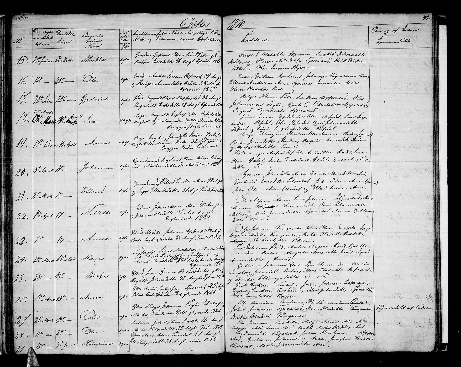 Vik sokneprestembete, SAB/A-81501: Parish register (copy) no. A 2, 1856-1877, p. 44