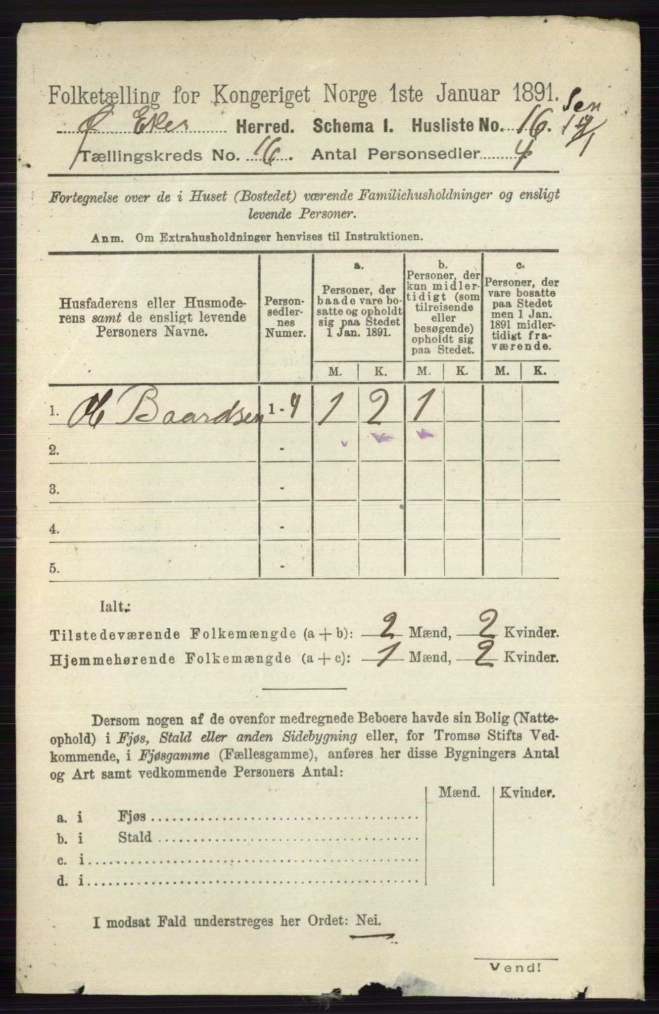 RA, 1891 census for 0624 Øvre Eiker, 1891, p. 7643