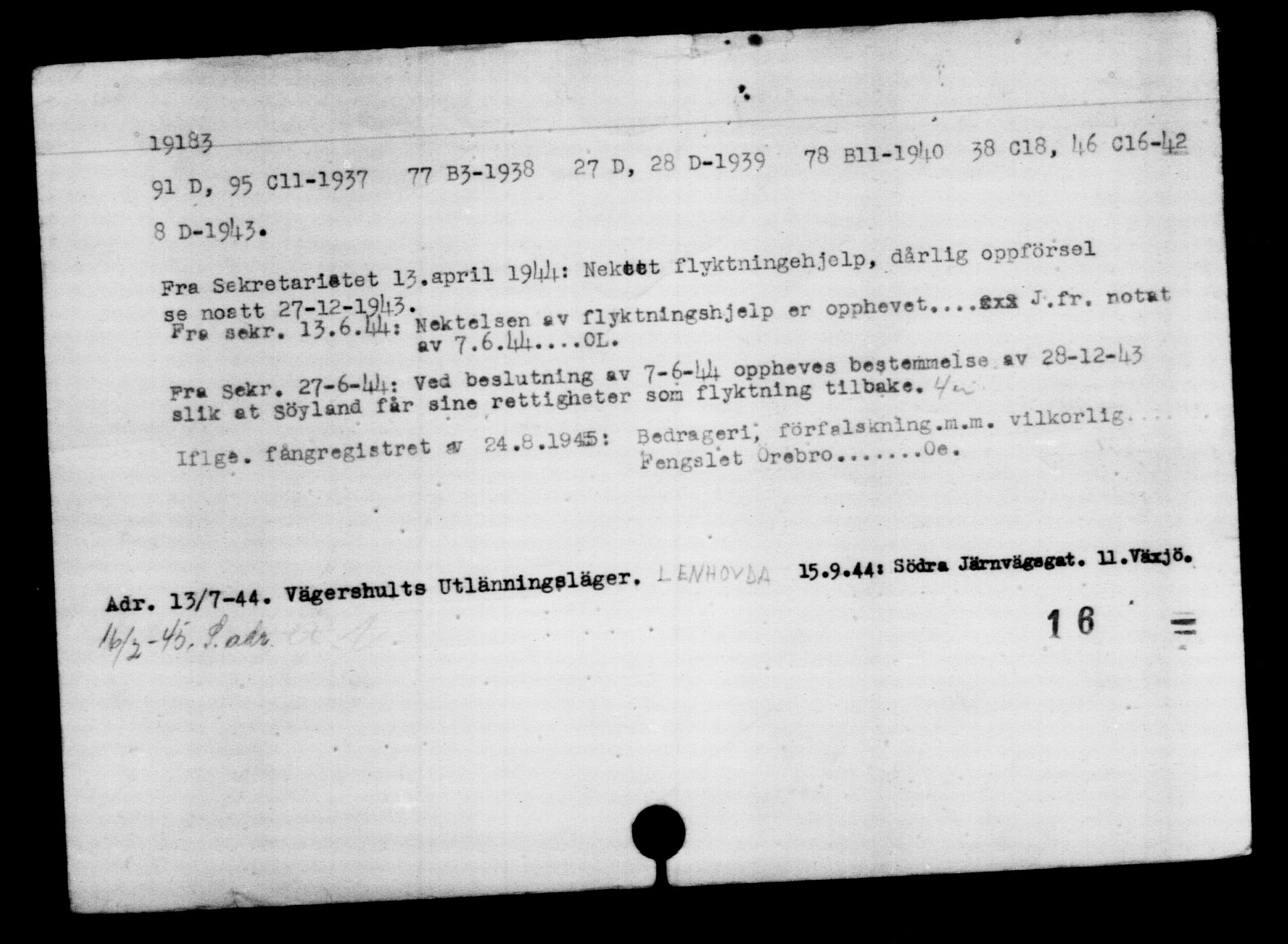 Den Kgl. Norske Legasjons Flyktningskontor, AV/RA-S-6753/V/Va/L0009: Kjesäterkartoteket.  Flyktningenr. 18502-22048, 1940-1945, p. 807