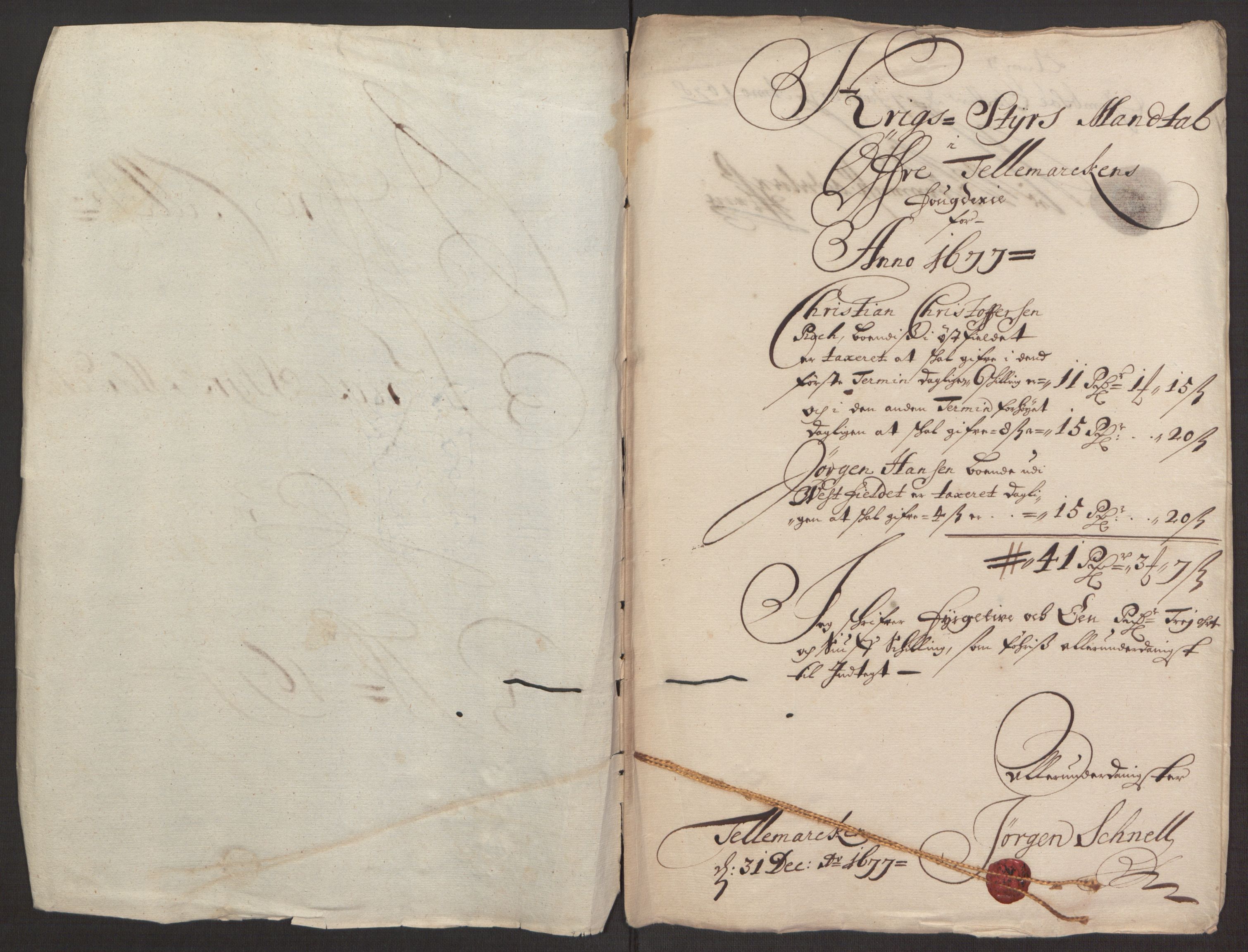 Rentekammeret inntil 1814, Reviderte regnskaper, Fogderegnskap, RA/EA-4092/R35/L2067: Fogderegnskap Øvre og Nedre Telemark, 1677, p. 155