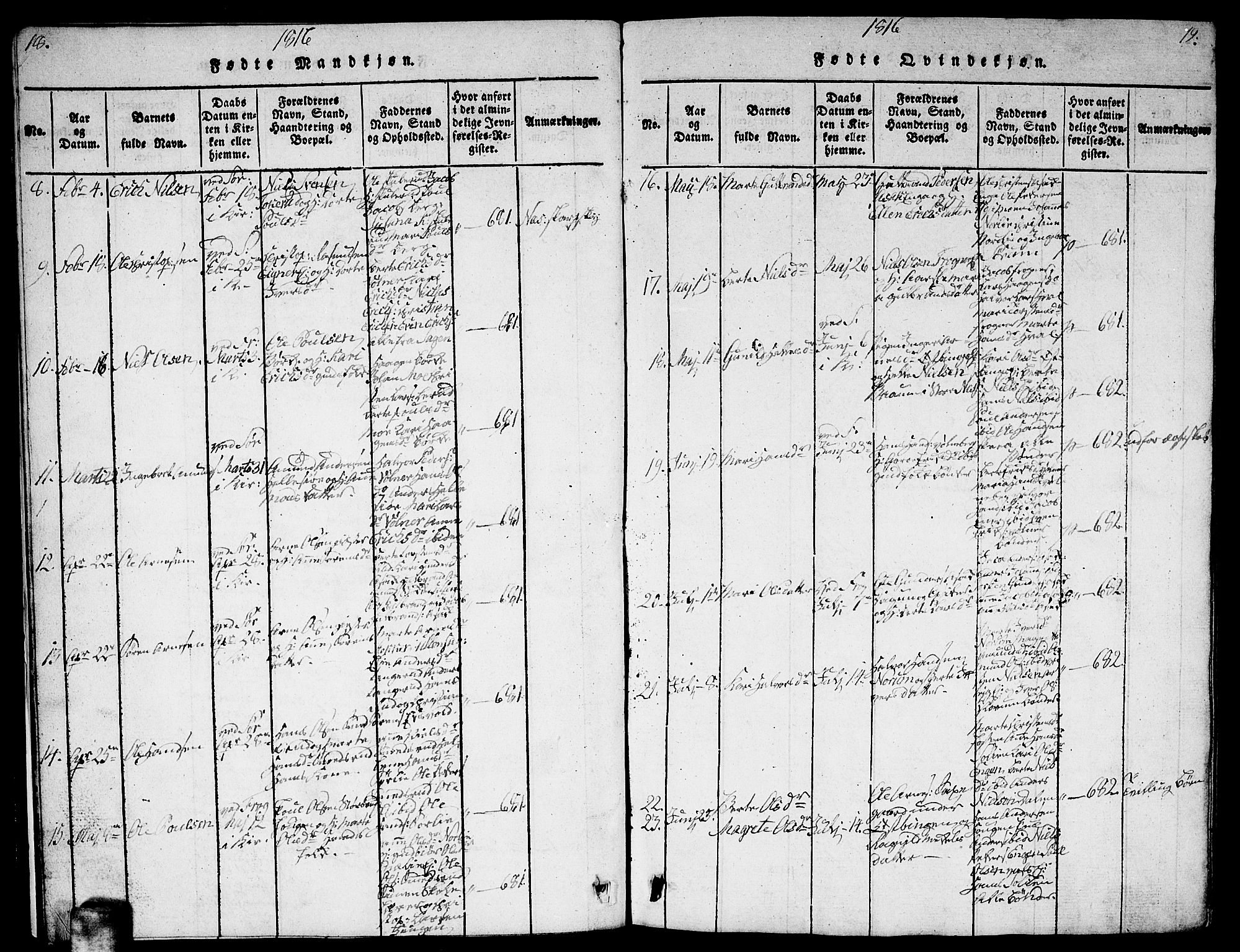 Sørum prestekontor Kirkebøker, AV/SAO-A-10303/G/Ga/L0001: Parish register (copy) no. I 1, 1814-1829, p. 18-19