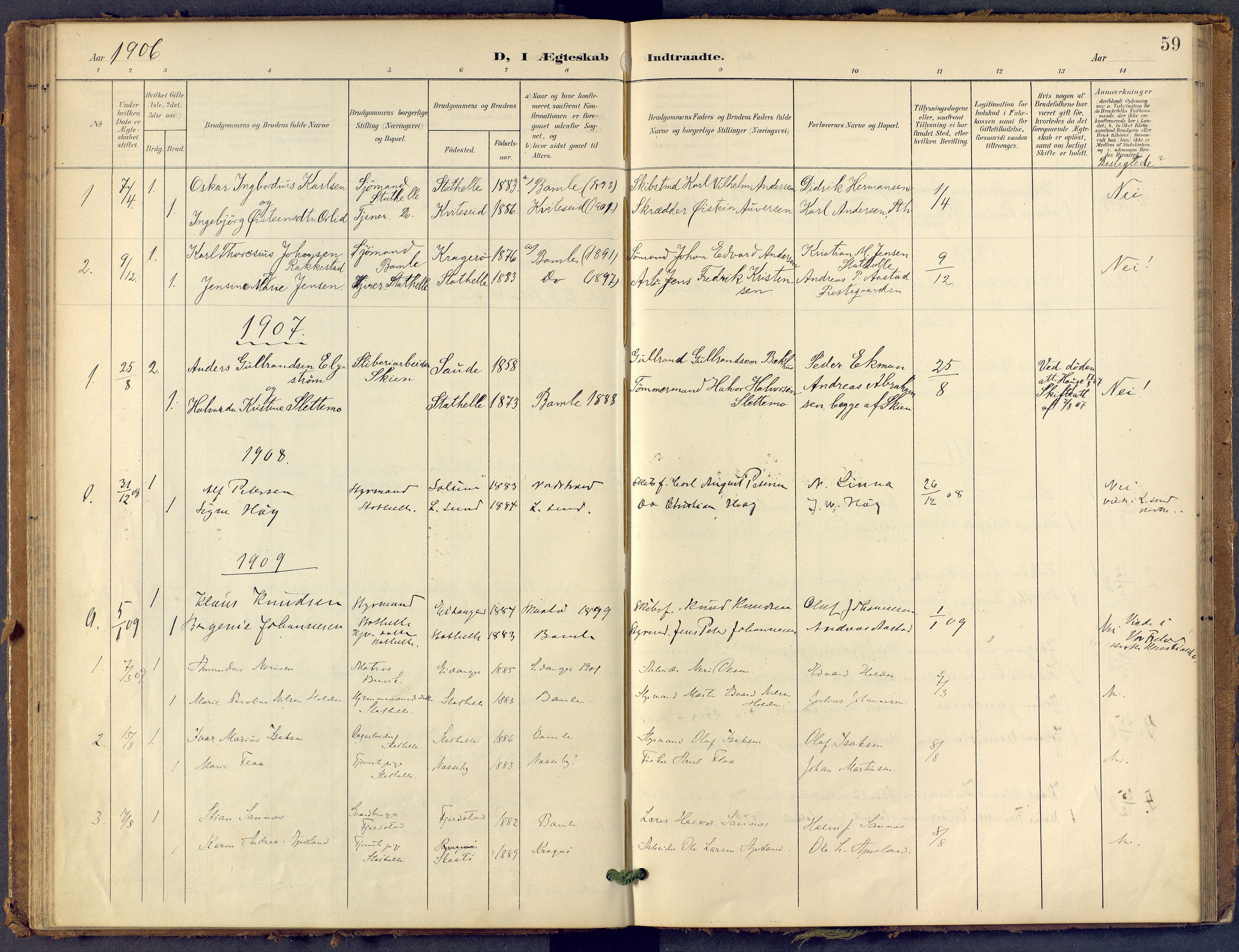 Bamble kirkebøker, SAKO/A-253/F/Fb/L0002: Parish register (official) no. II 2, 1900-1921, p. 59