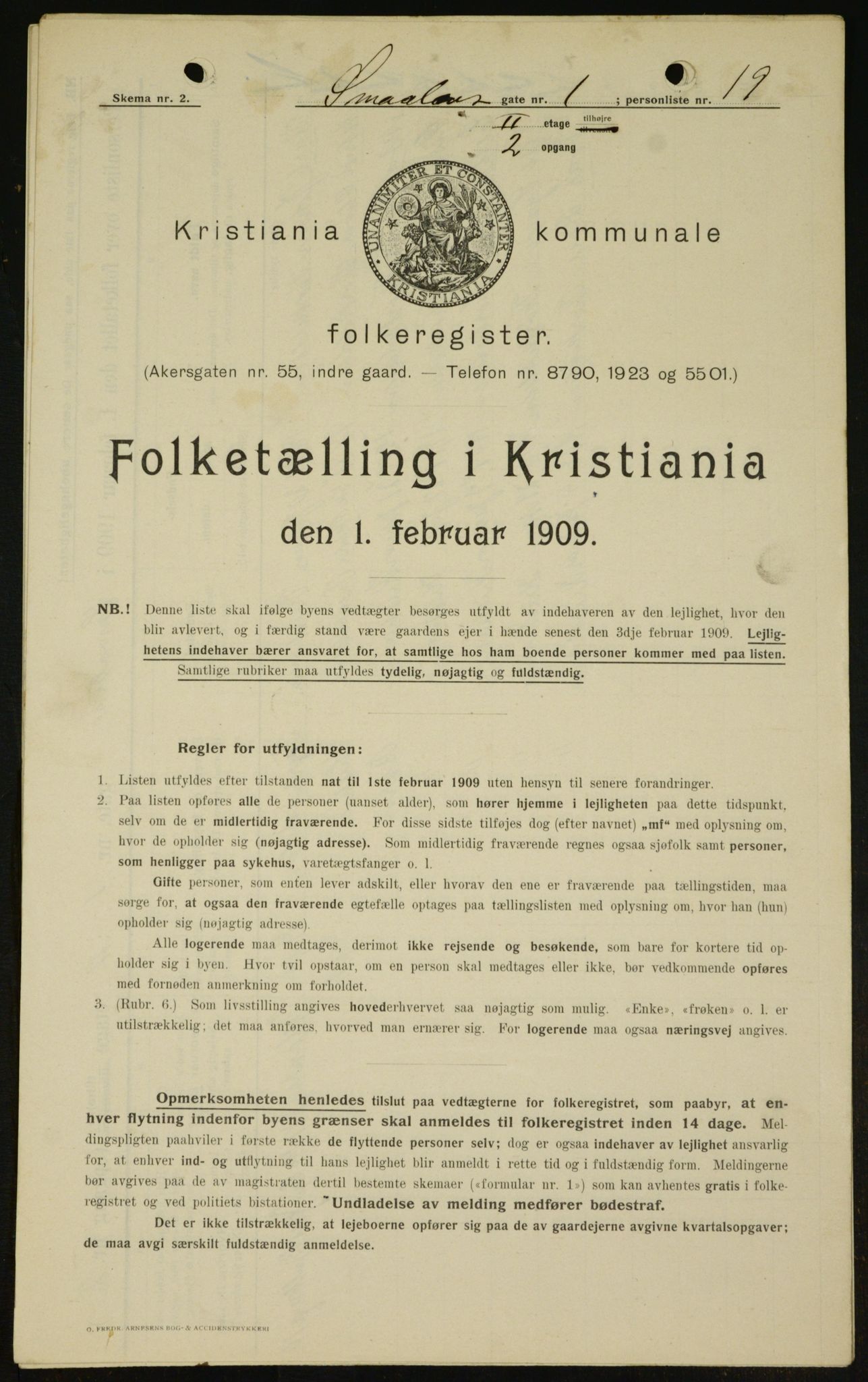 OBA, Municipal Census 1909 for Kristiania, 1909, p. 88594