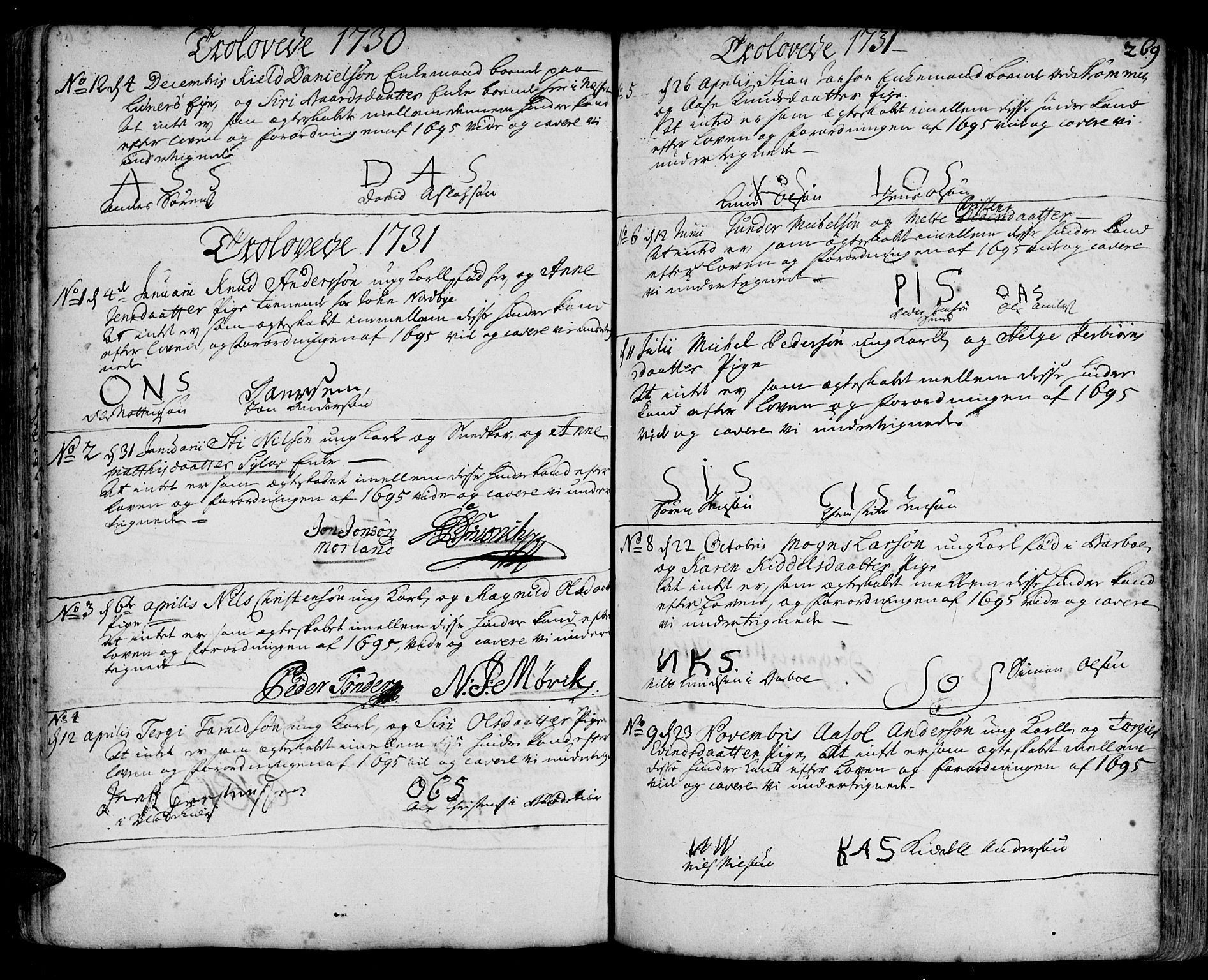 Arendal sokneprestkontor, Trefoldighet, SAK/1111-0040/F/Fa/L0001: Parish register (official) no. A 1, 1703-1815, p. 269