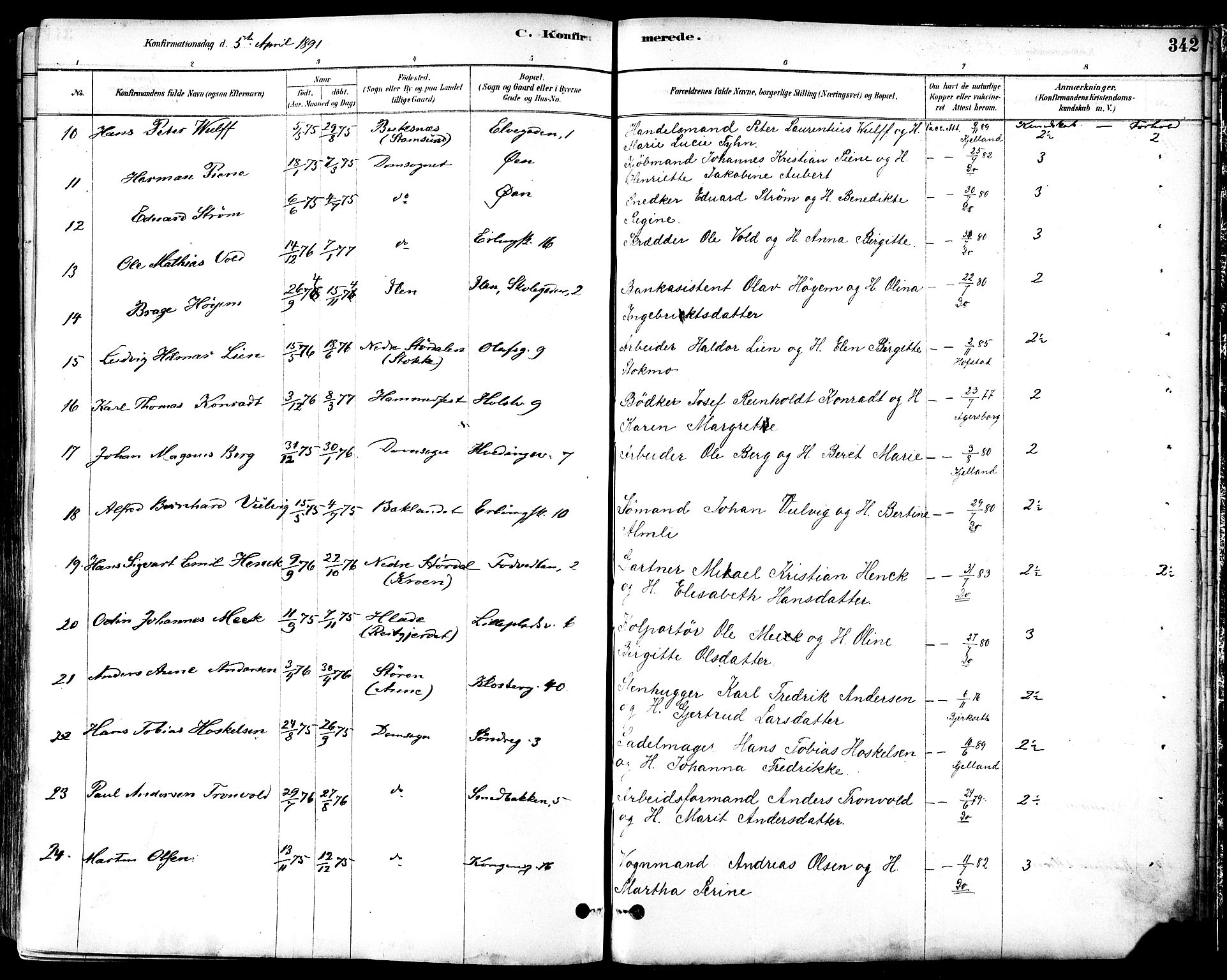Ministerialprotokoller, klokkerbøker og fødselsregistre - Sør-Trøndelag, SAT/A-1456/601/L0057: Parish register (official) no. 601A25, 1877-1891, p. 342