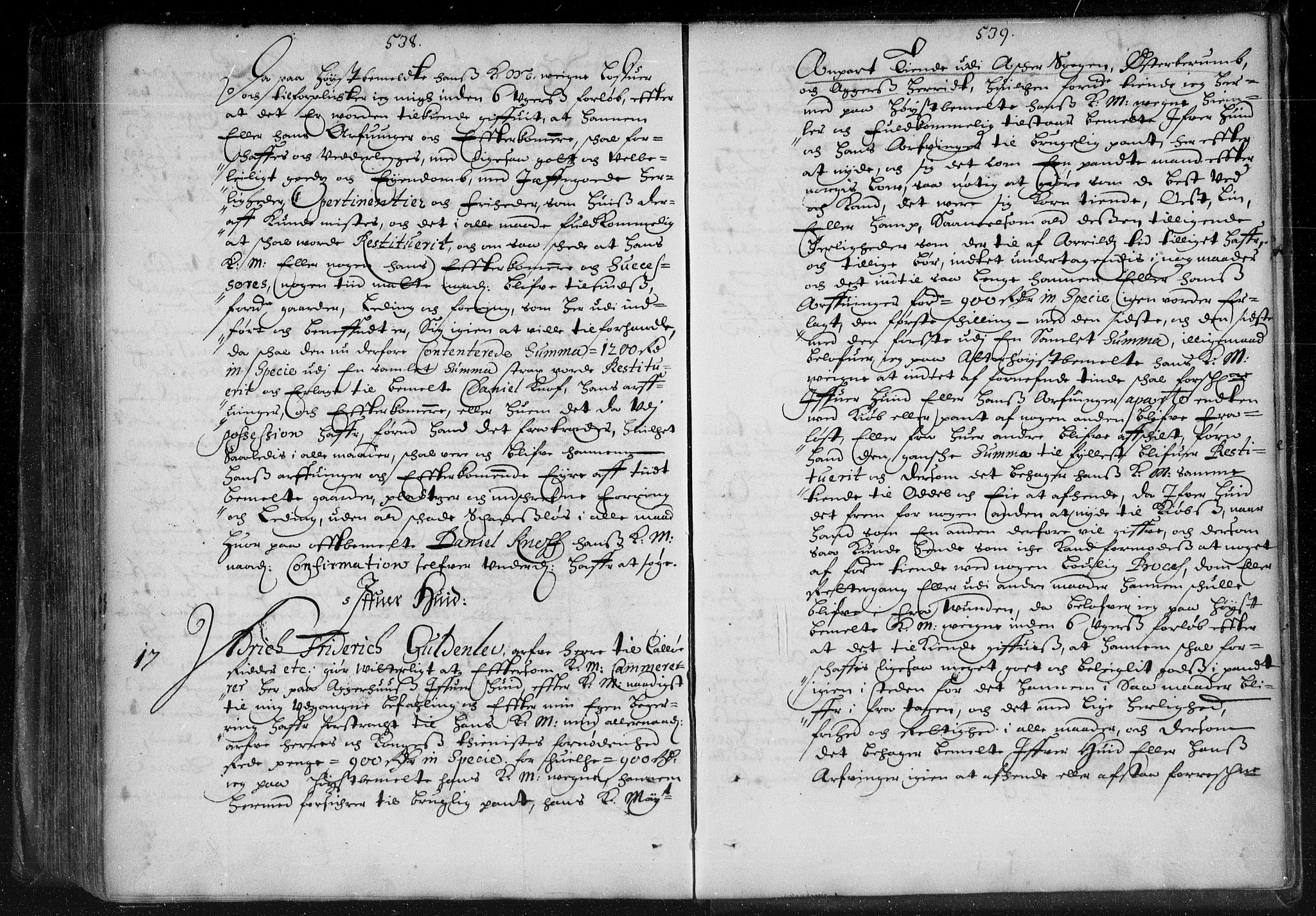 Stattholderembetet 1572-1771, AV/RA-EA-2870/Bb/L0007: Skjøteprotokoll, 1663-1668, p. 538-539