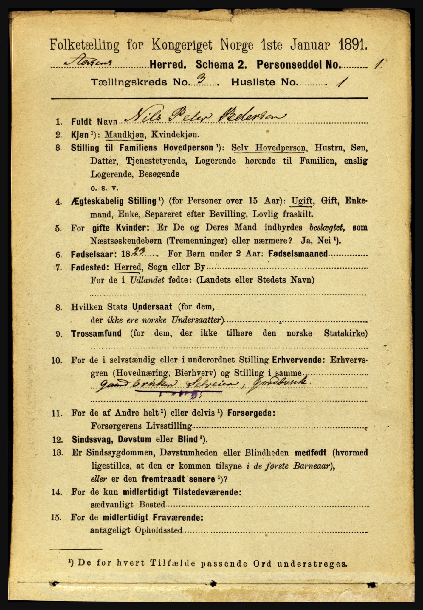 RA, 1891 census for 1716 Åsen, 1891, p. 906