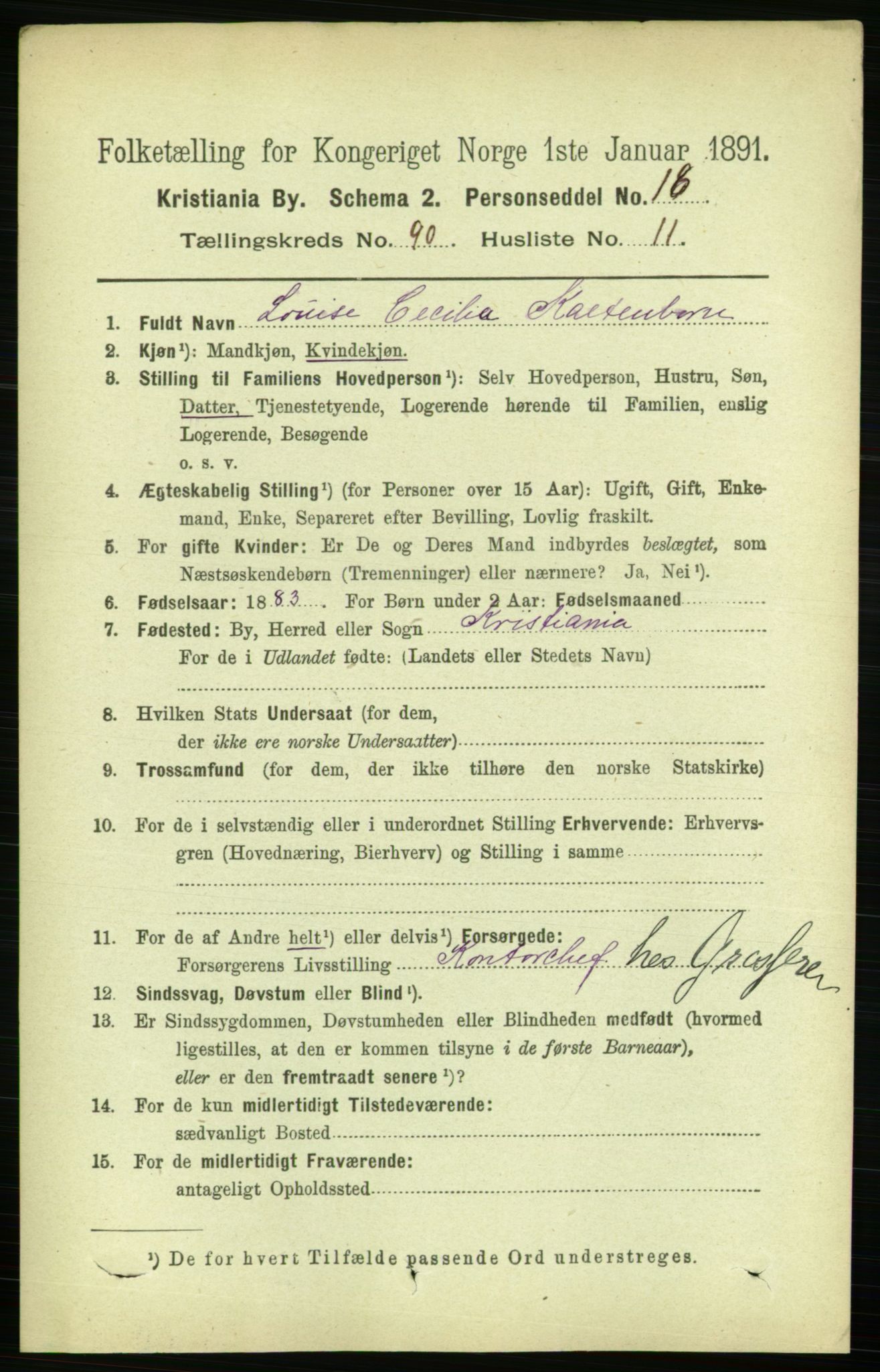 RA, 1891 census for 0301 Kristiania, 1891, p. 44581