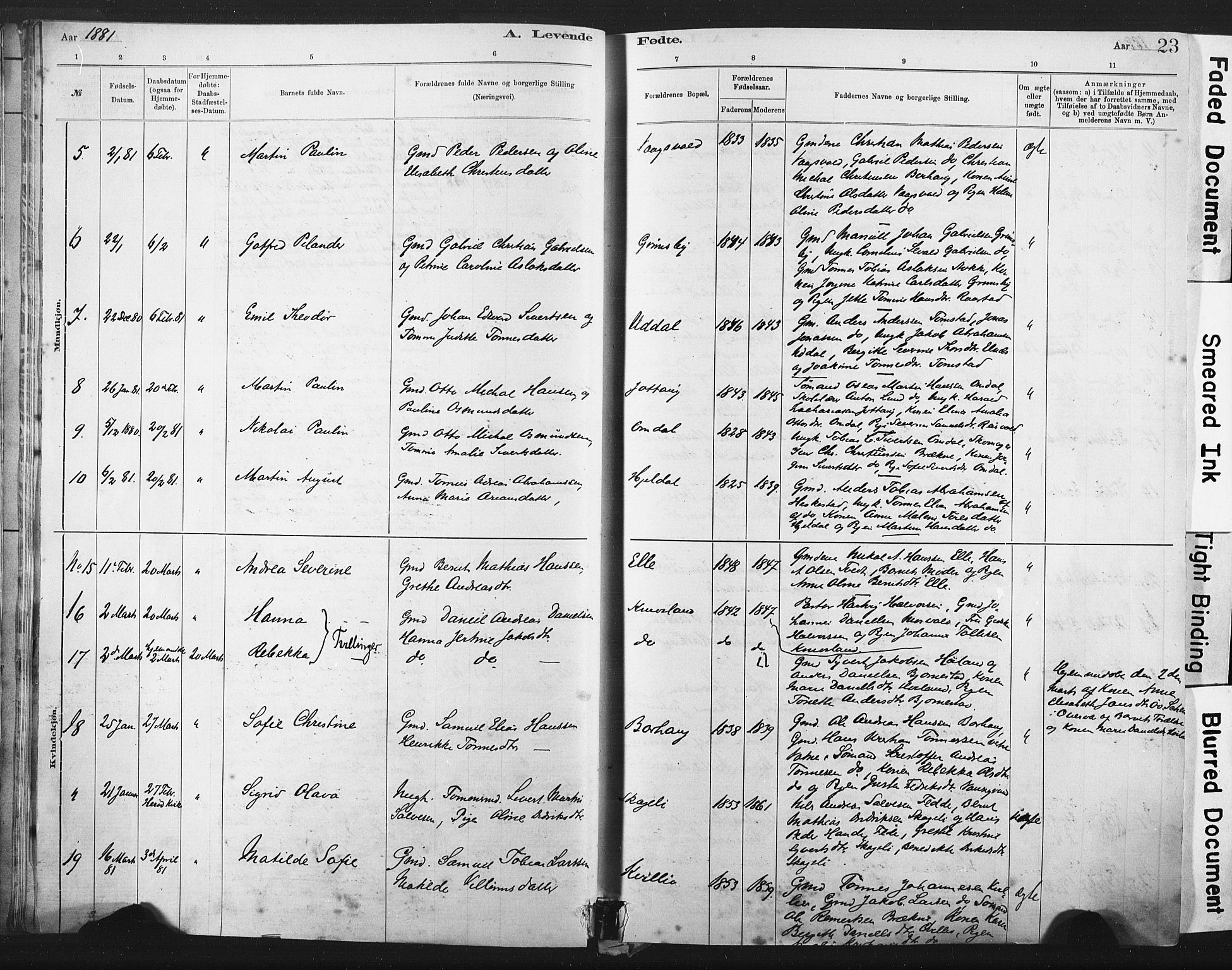 Lista sokneprestkontor, AV/SAK-1111-0027/F/Fa/L0012: Parish register (official) no. A 12, 1879-1903, p. 23