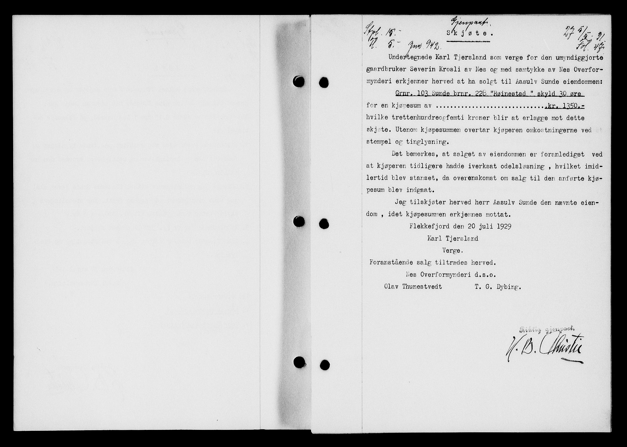 Flekkefjord sorenskriveri, SAK/1221-0001/G/Gb/Gba/L0046: Mortgage book no. 44, 1930-1931, Deed date: 05.05.1931