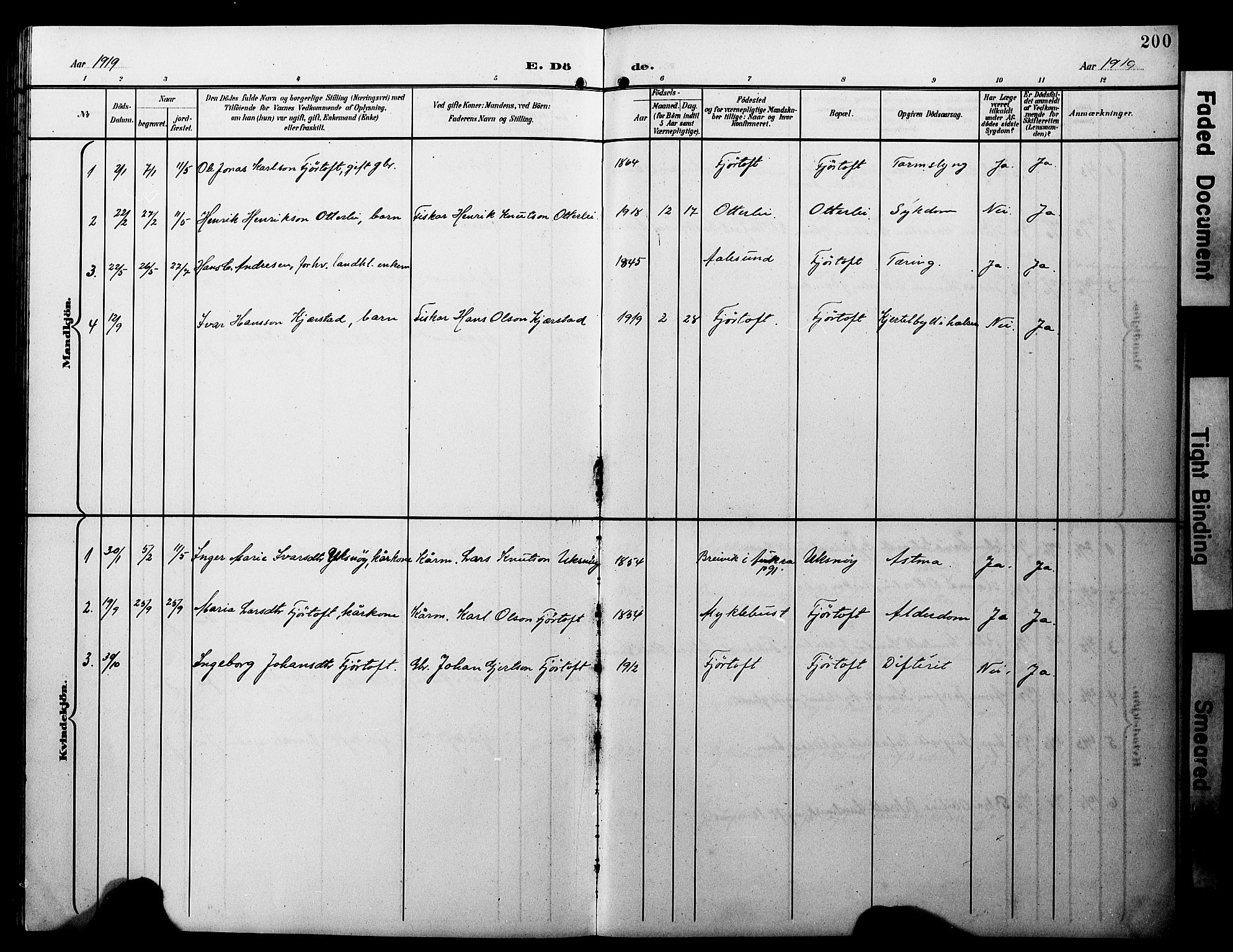 Ministerialprotokoller, klokkerbøker og fødselsregistre - Møre og Romsdal, AV/SAT-A-1454/538/L0524: Parish register (copy) no. 538C02, 1901-1931, p. 200