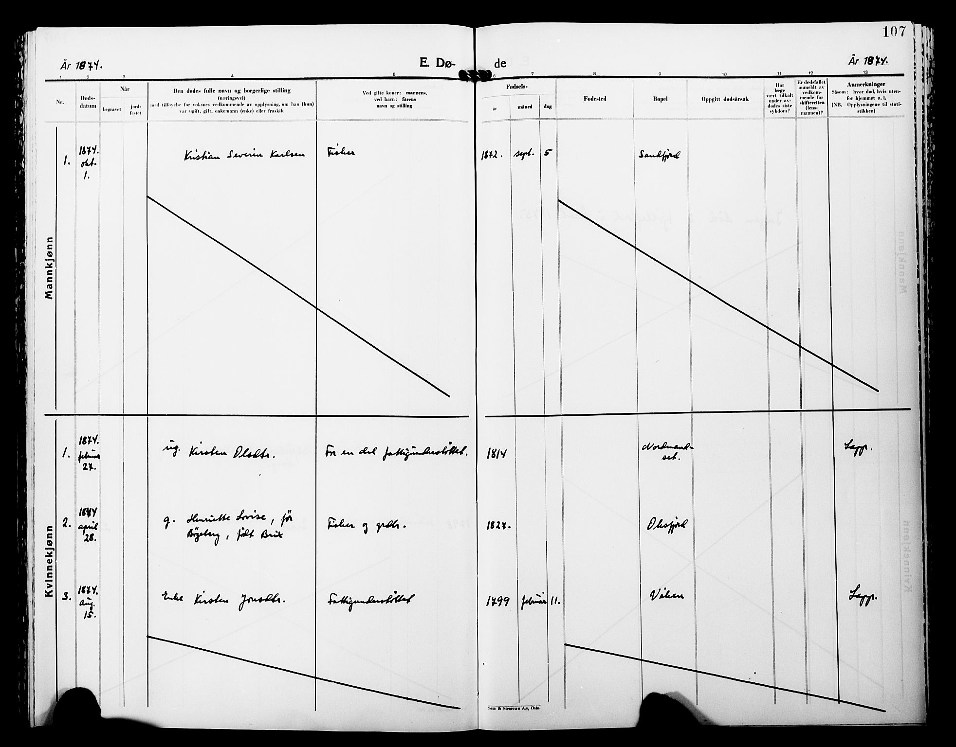 Lebesby sokneprestkontor, SATØ/S-1353/H/Ha/L0005kirke: Parish register (official) no. 5, 1870-1902, p. 107