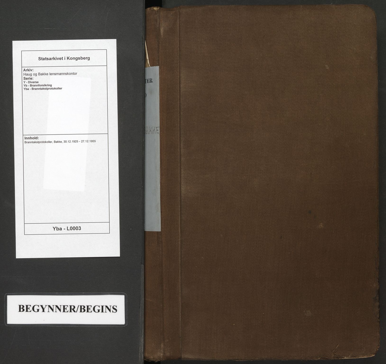 Haug og Bakke lensmannskontor, SAKO/A-511/Y/Yb/Yba/L0003: Branntakstprotokoller, Bakke, 1925-1955