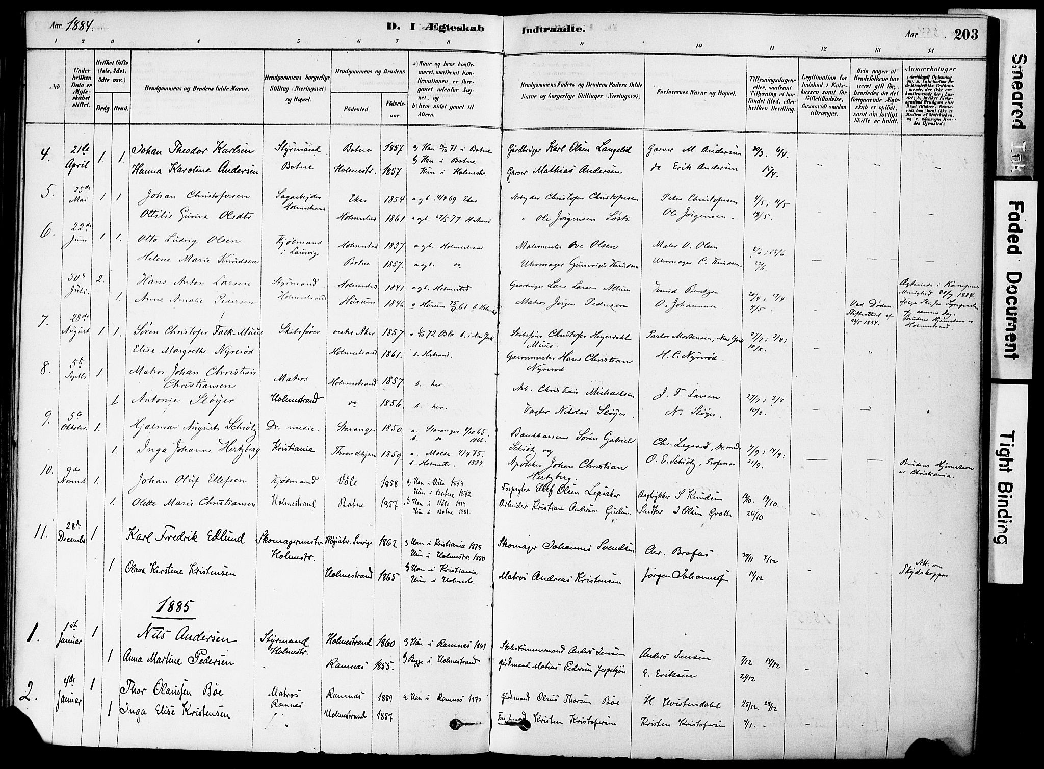 Holmestrand kirkebøker, AV/SAKO-A-346/F/Fa/L0004: Parish register (official) no. 4, 1880-1901, p. 203