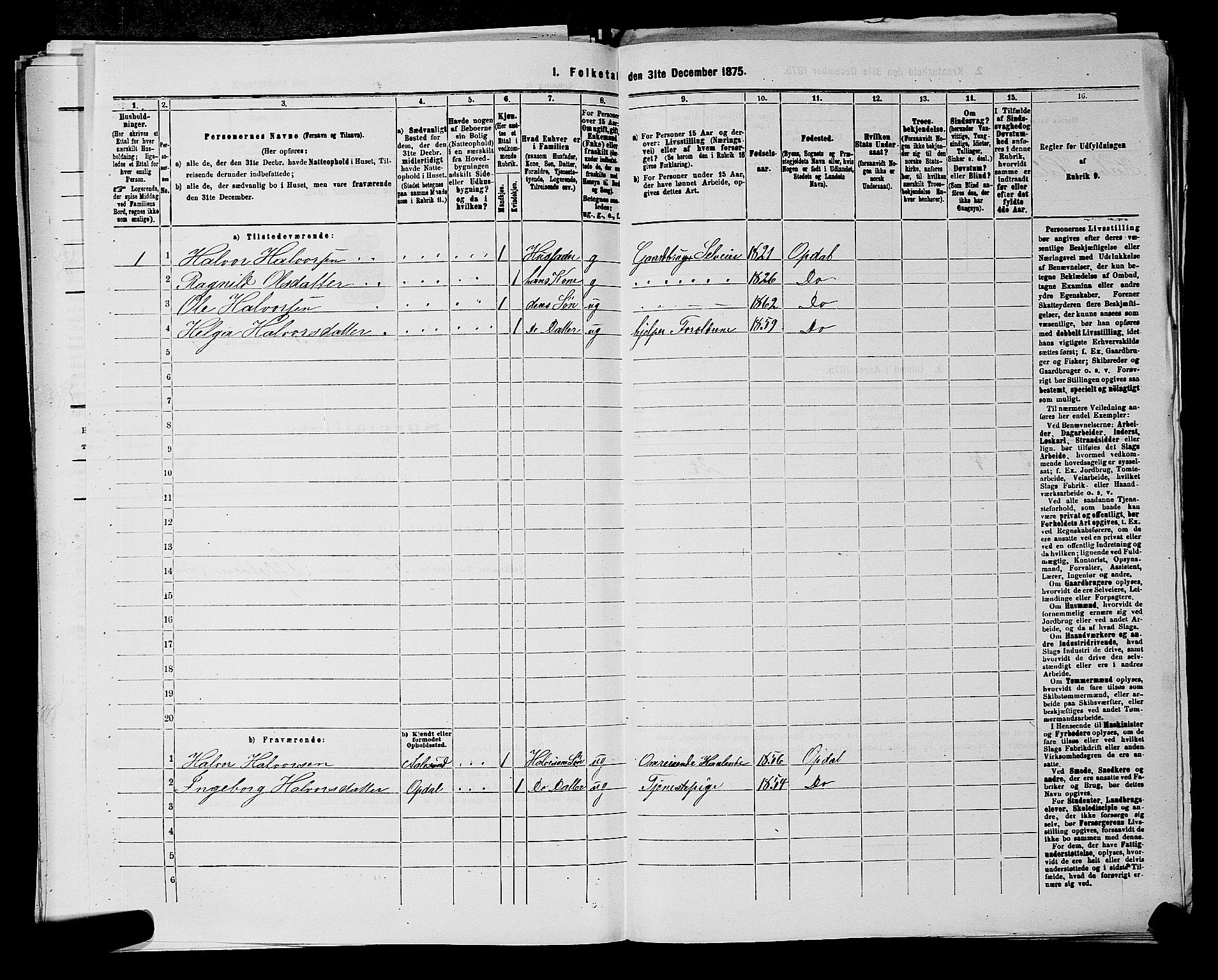 SAKO, 1875 census for 0633P Nore, 1875, p. 409