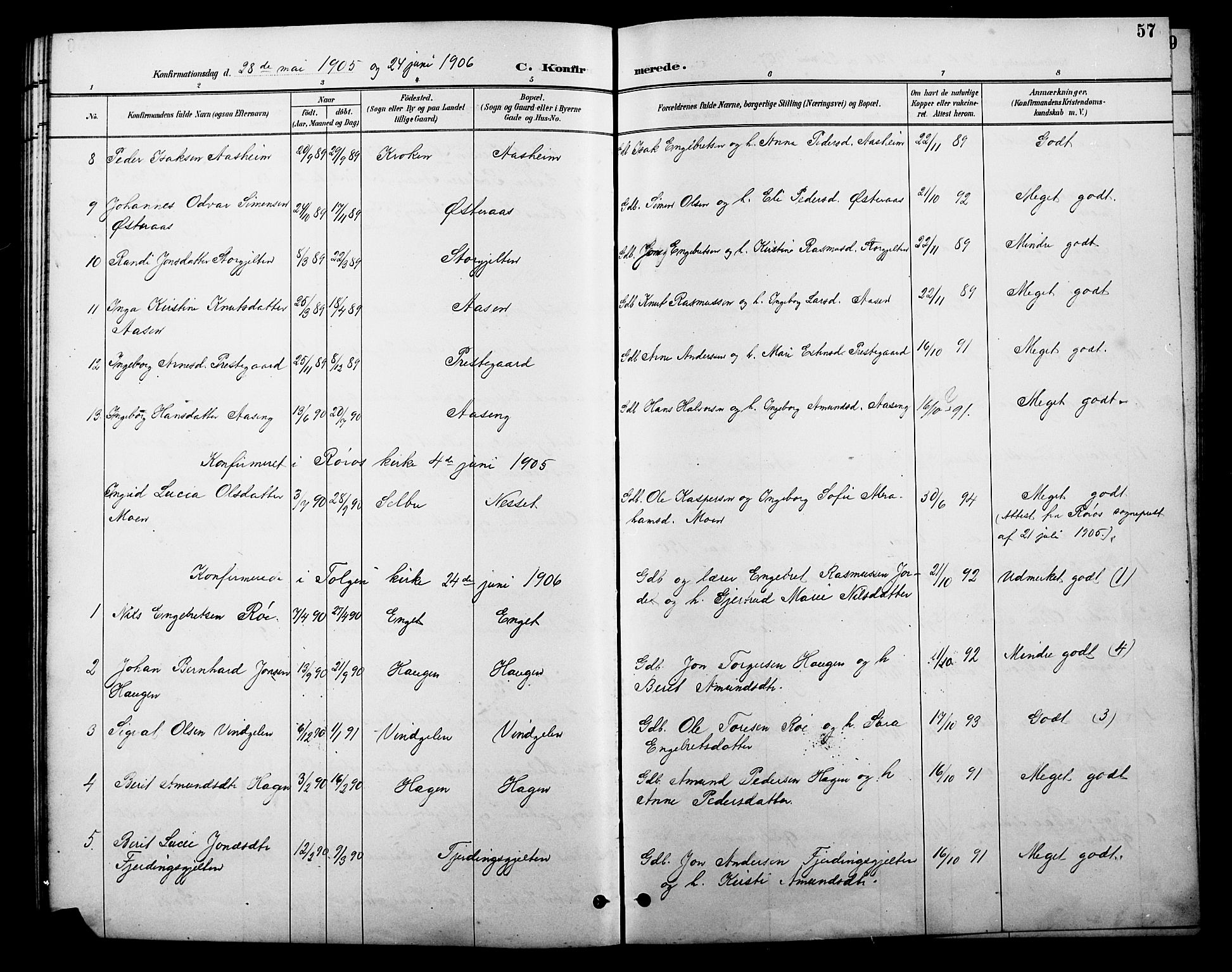 Tolga prestekontor, AV/SAH-PREST-062/L/L0010: Parish register (copy) no. 10, 1894-1918, p. 57