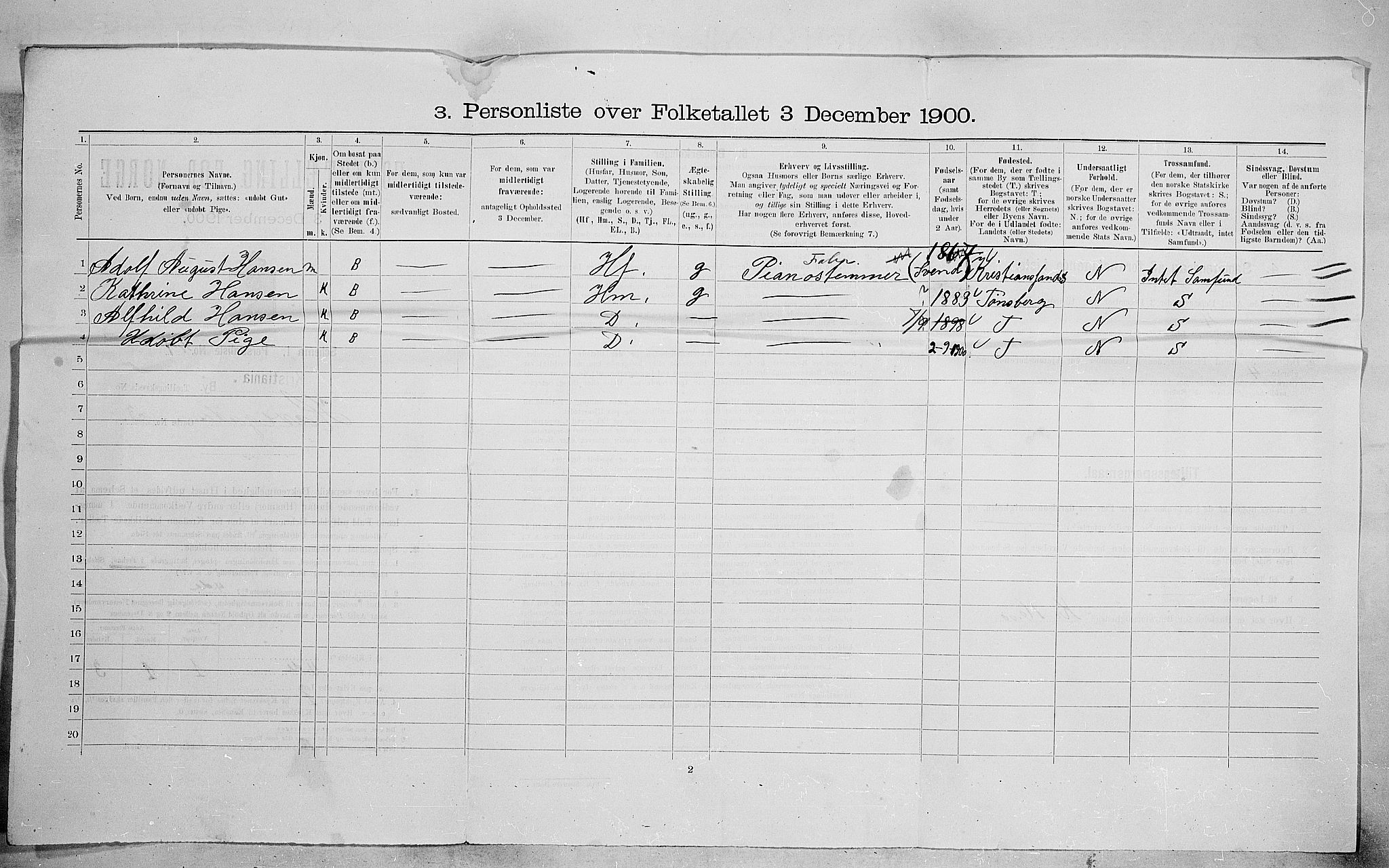 SAO, 1900 census for Kristiania, 1900, p. 33581