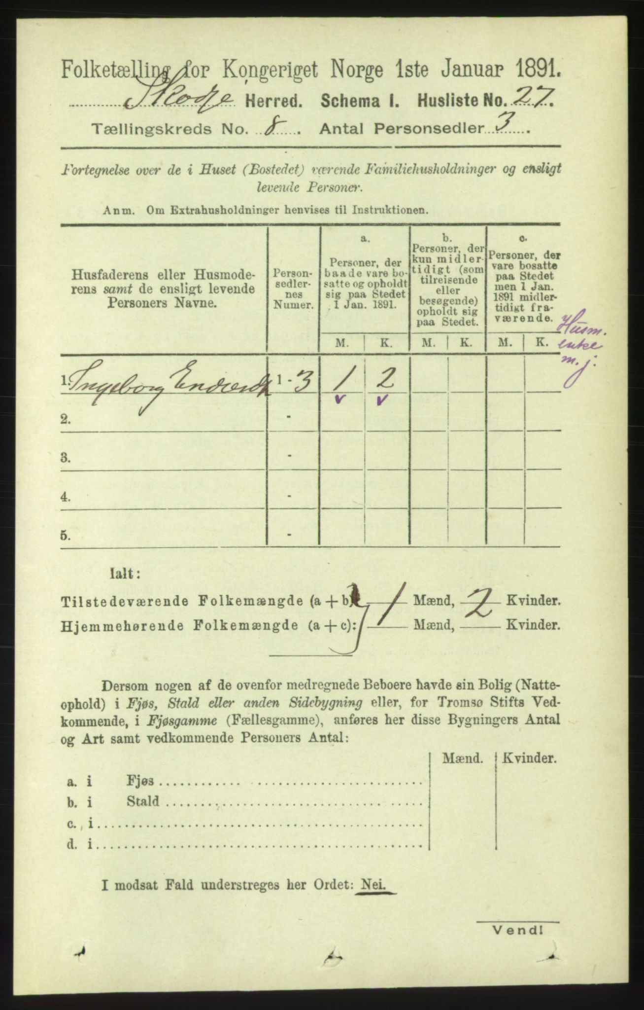 RA, 1891 census for 1529 Skodje, 1891, p. 1690