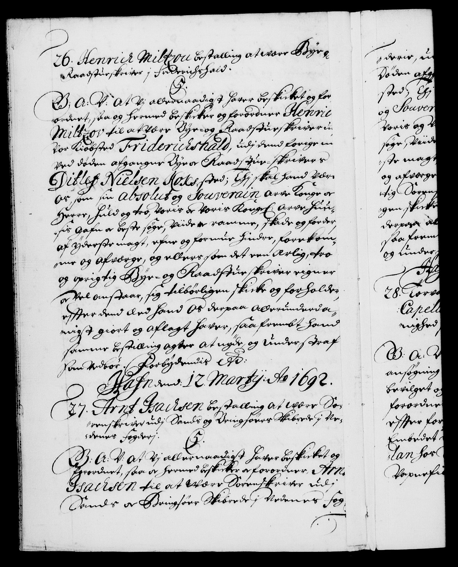 Danske Kanselli 1572-1799, AV/RA-EA-3023/F/Fc/Fca/Fcaa/L0016: Norske registre (mikrofilm), 1692-1697, p. 15b