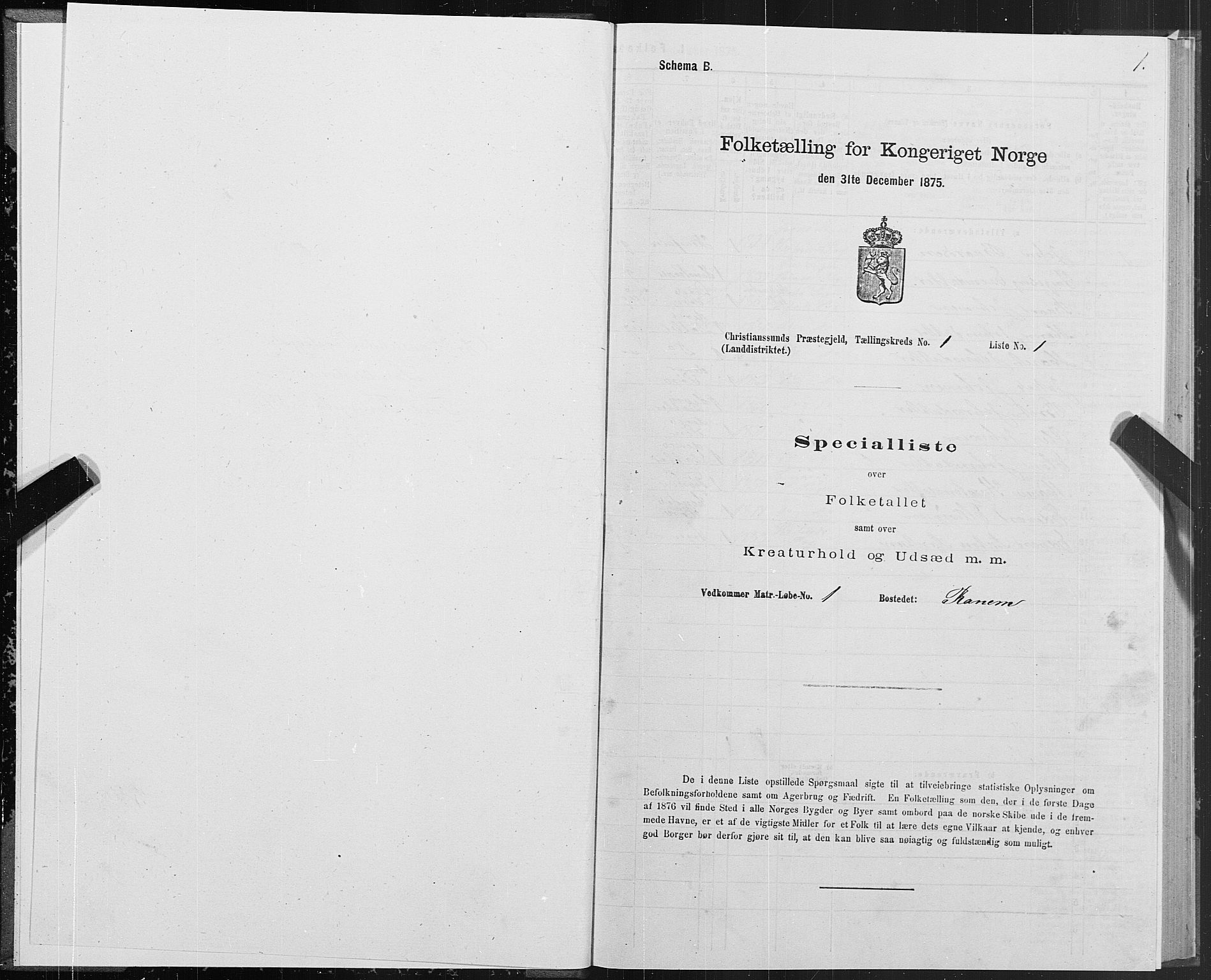 SAT, 1875 census for 1556L Kristiansund/Frei og Grip, 1875, p. 1001