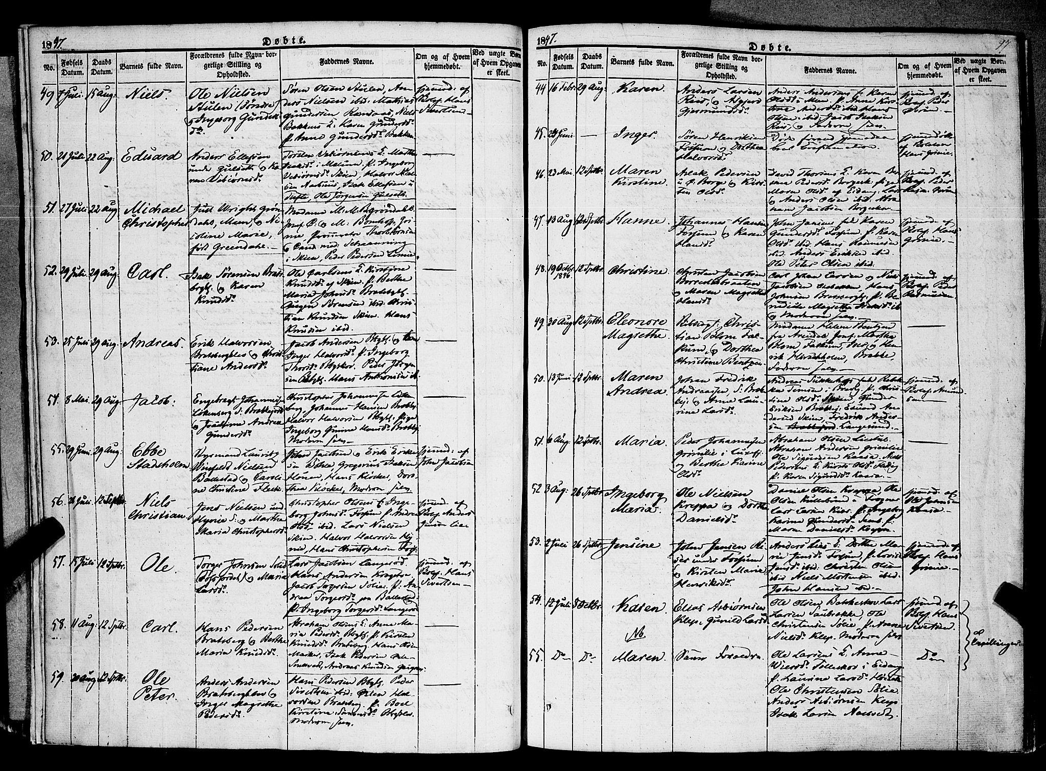 Gjerpen kirkebøker, SAKO/A-265/F/Fa/L0007a: Parish register (official) no. I 7A, 1834-1857, p. 97