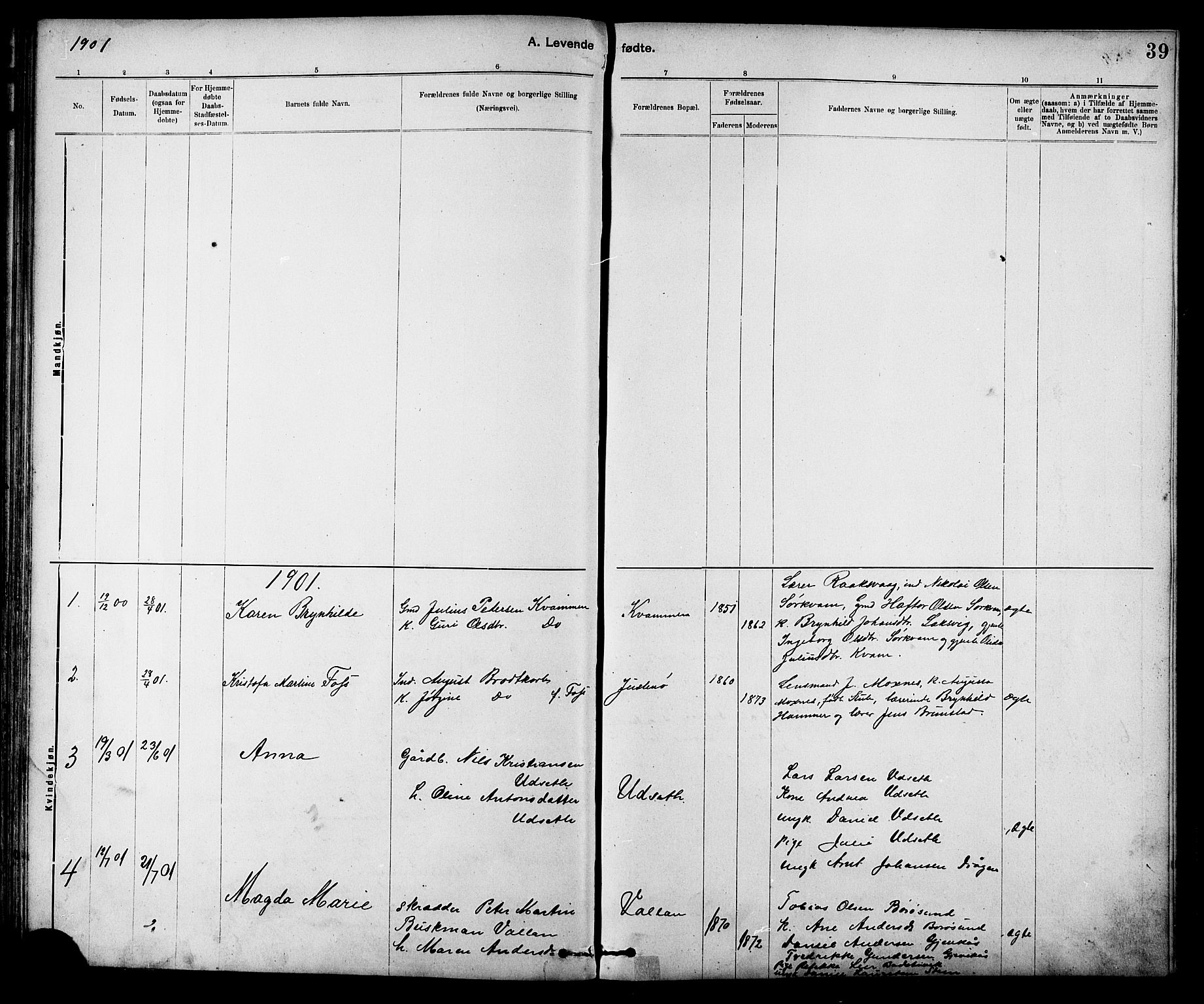 Ministerialprotokoller, klokkerbøker og fødselsregistre - Sør-Trøndelag, SAT/A-1456/639/L0573: Parish register (copy) no. 639C01, 1890-1905, p. 39