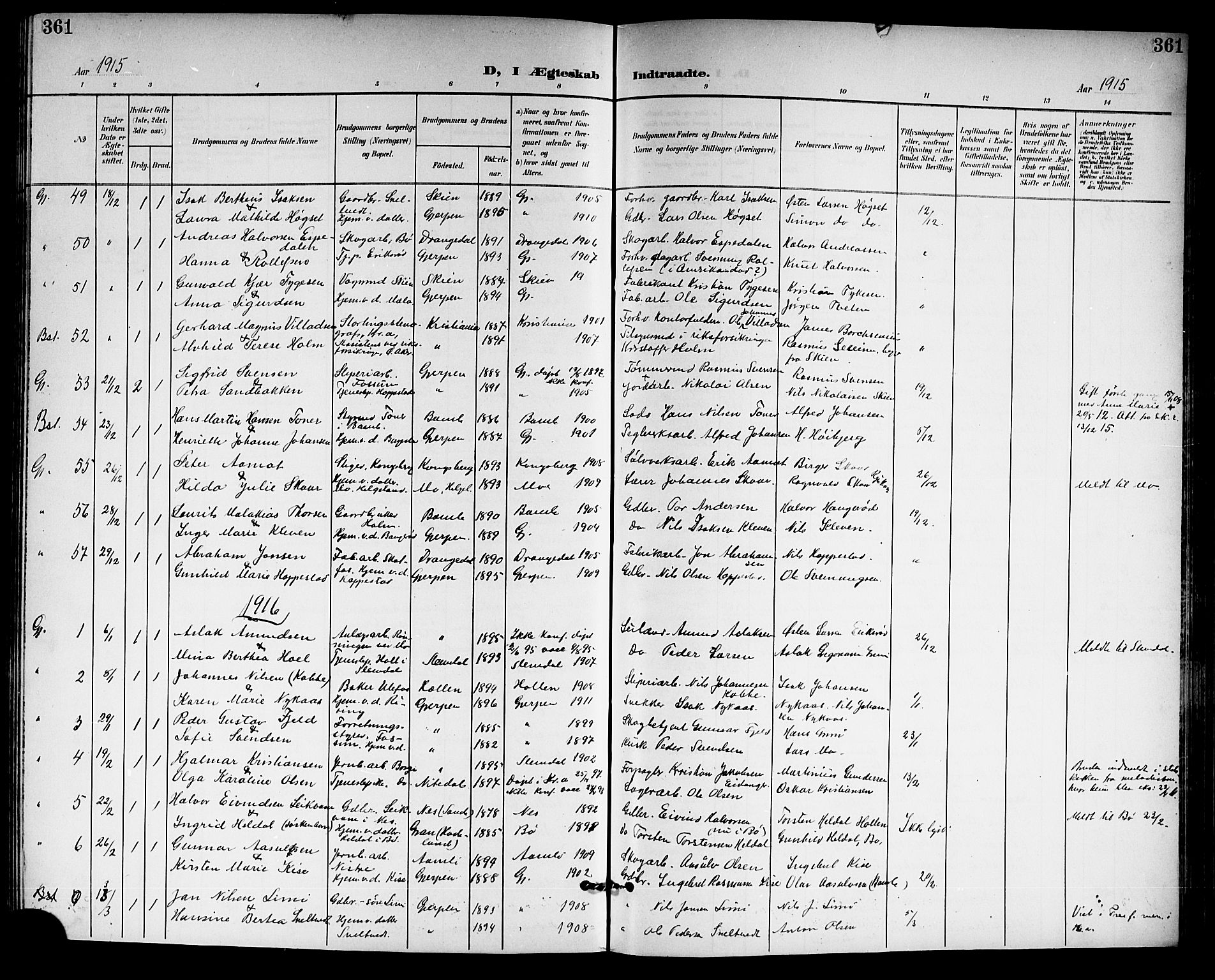 Gjerpen kirkebøker, AV/SAKO-A-265/G/Ga/L0003: Parish register (copy) no. I 3, 1901-1919, p. 361