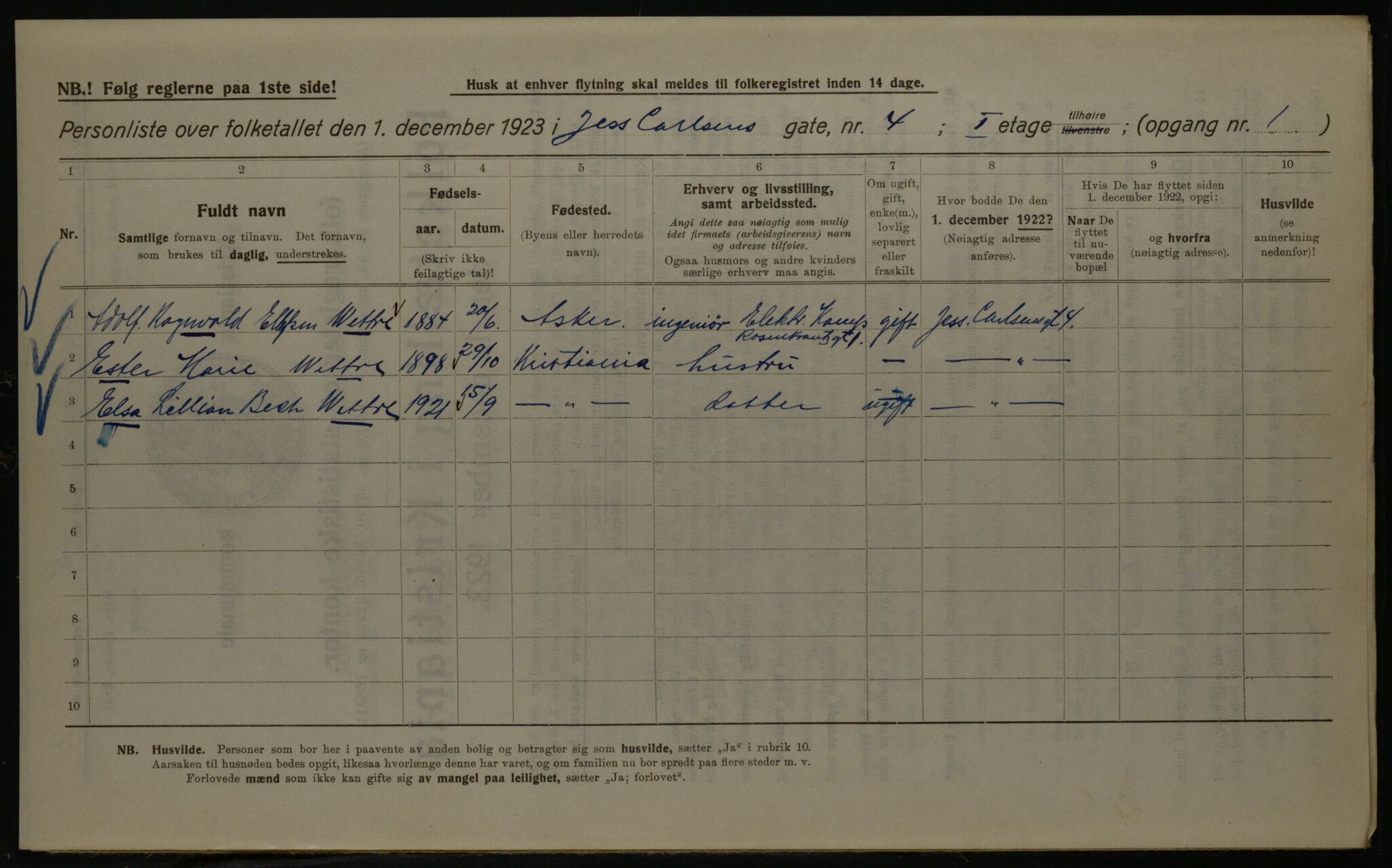 OBA, Municipal Census 1923 for Kristiania, 1923, p. 52634