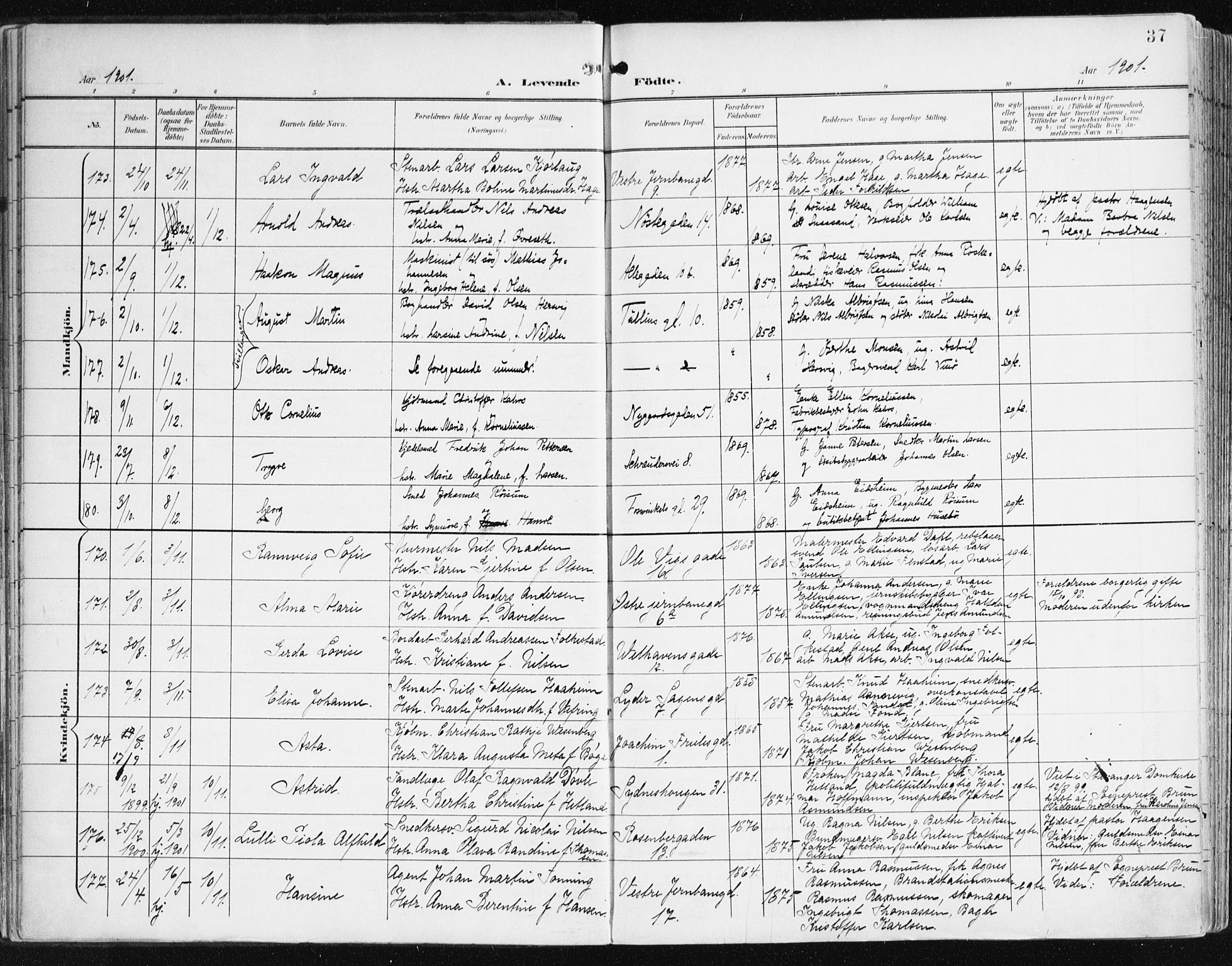 Johanneskirken sokneprestembete, AV/SAB-A-76001/H/Haa/L0002: Parish register (official) no. A 2, 1900-1912, p. 37